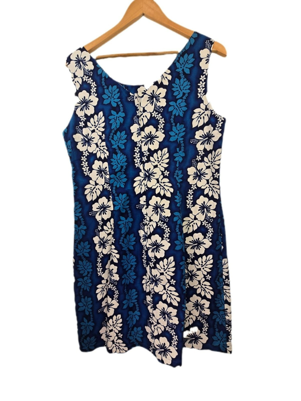 VTG Hawaiian Vintage Tropical Beach Cruise Resort Luau Blue Knee Length Dress XL