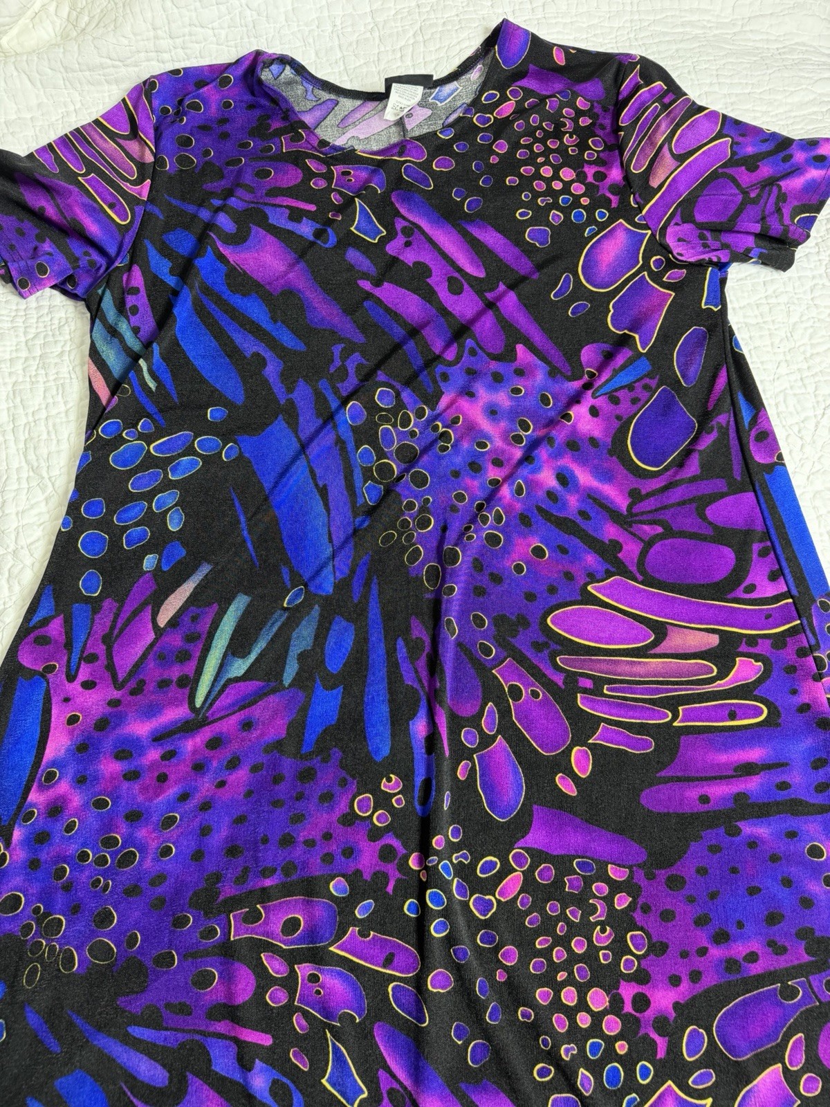 Vintage 90’s Jostar XL Vibrant Abstract Butterfly Slinky Maxi Dress Travel