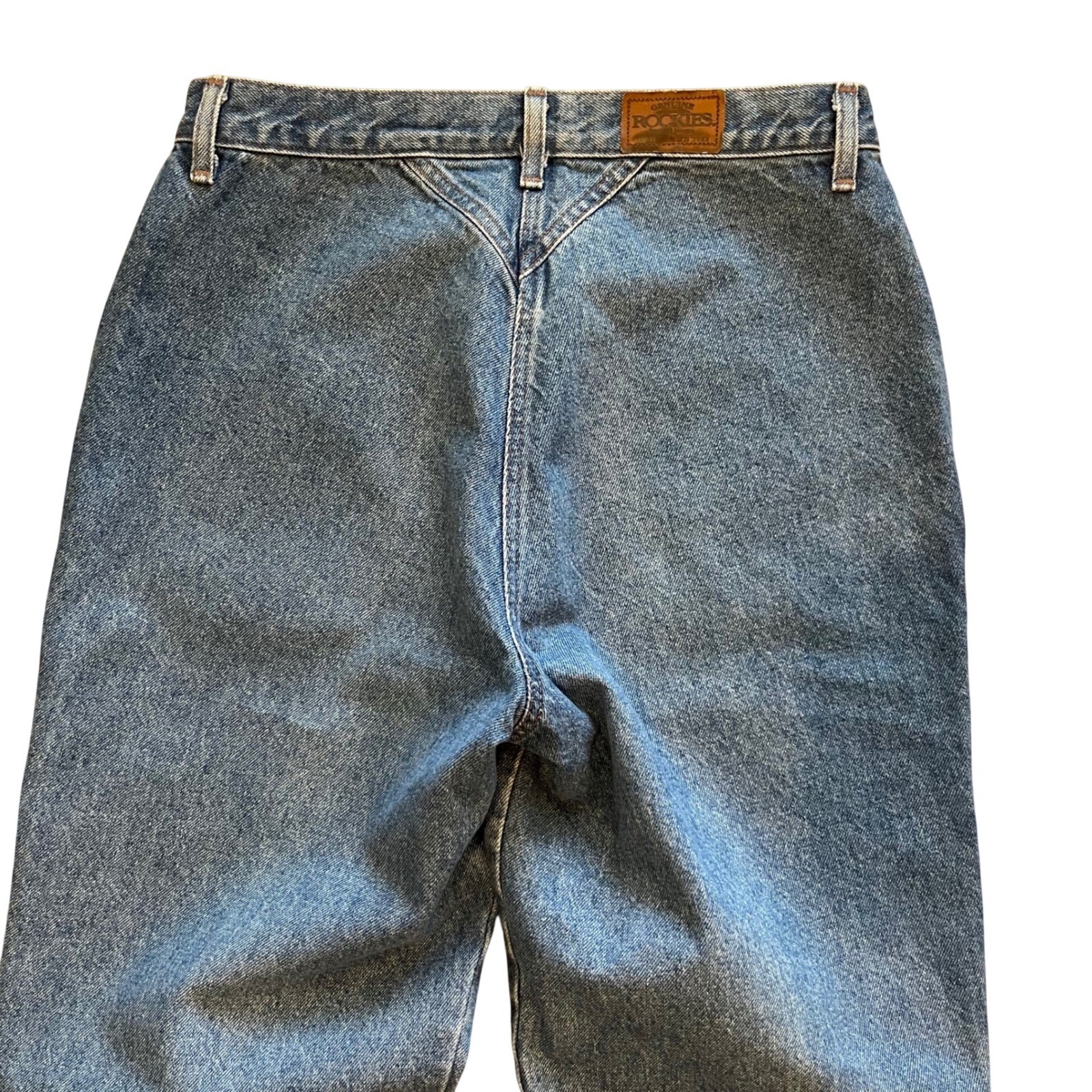 Vintage Rockies Western Lace Jeans Womens 34/15 37 High Rise Tapered Leg Blue