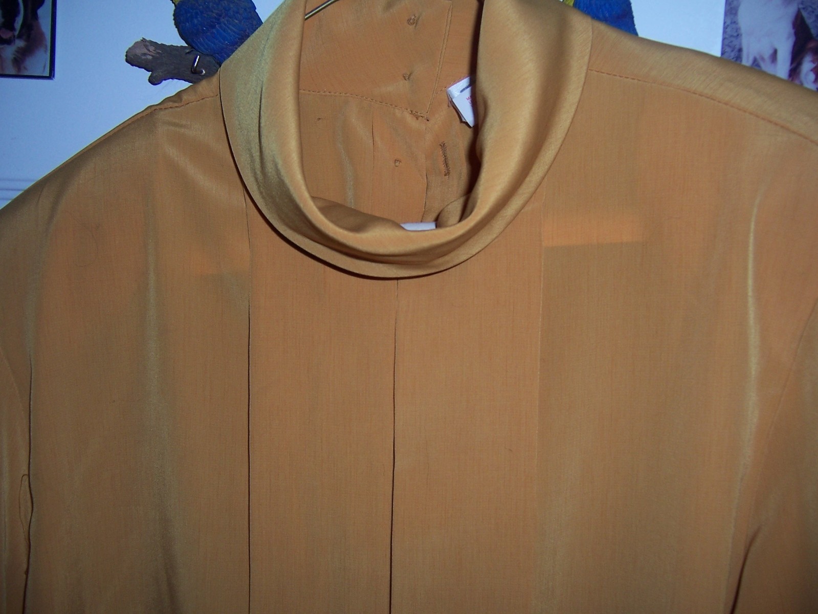 VINTAGE TAN JAY MUSTARD YELLOW 100% POLYESTER TAILORED BLOUSE – SIZE 10