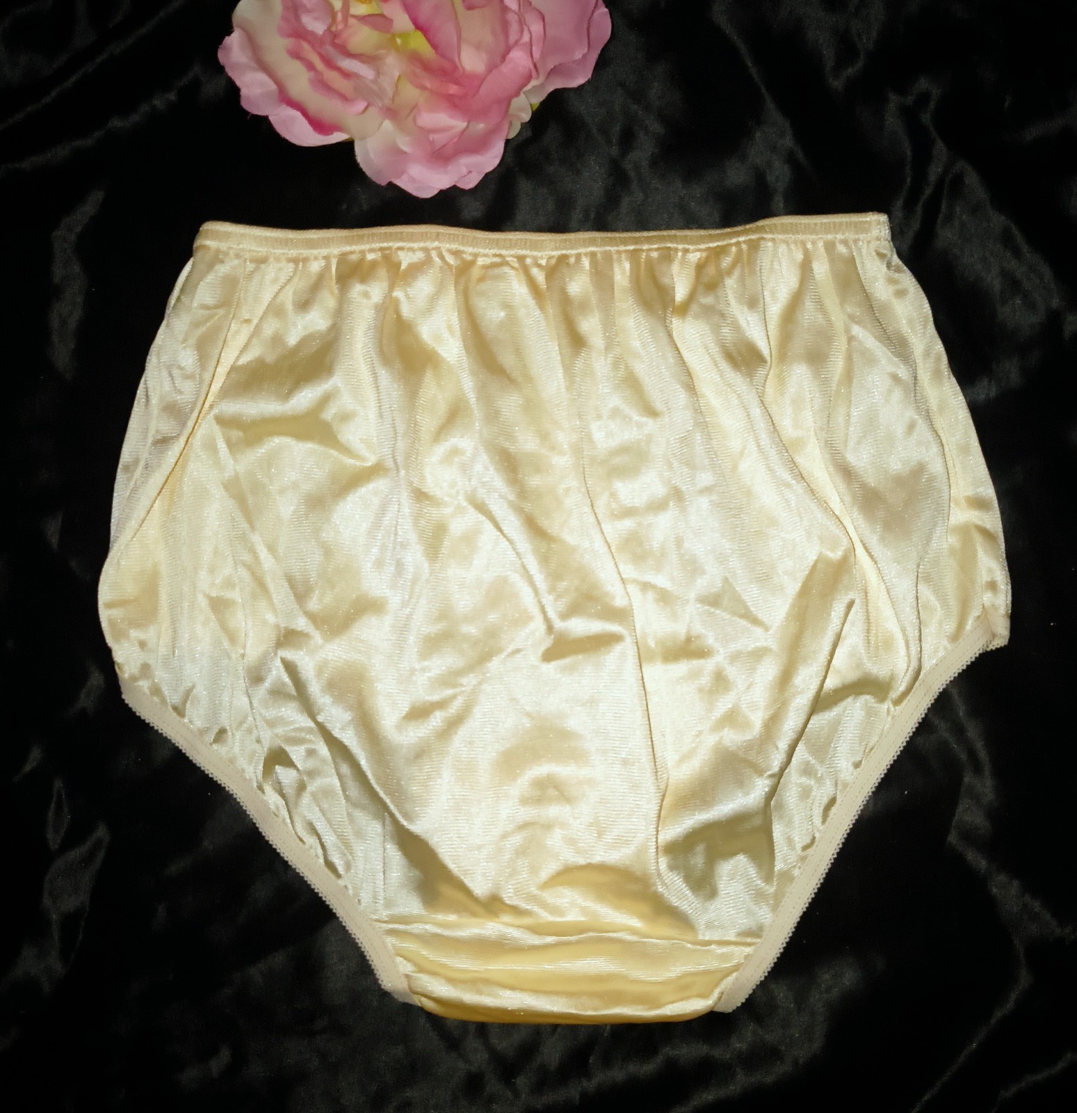 Vintage NOS 80s Silky Glossy Double Nylon Gusset Full Brief Granny Panties M/6