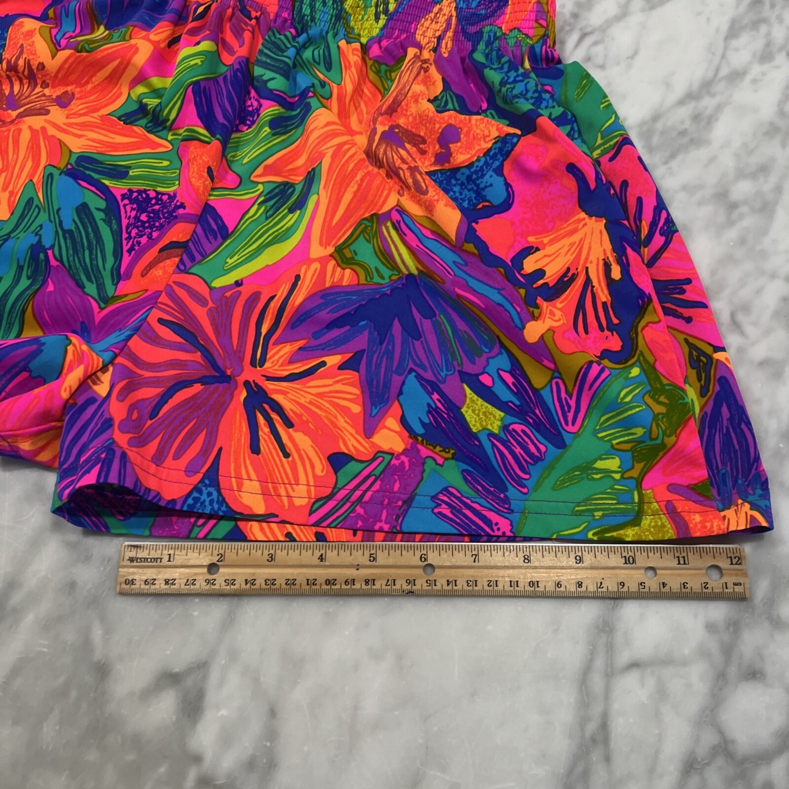 Vintage OP Shorts Women’s Size 9 Bright Neon Floral Beach Joggers Made USA