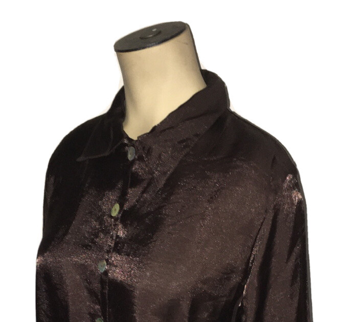 JC Penny Anxiety Brown Button Down Blouse Women’s Size M