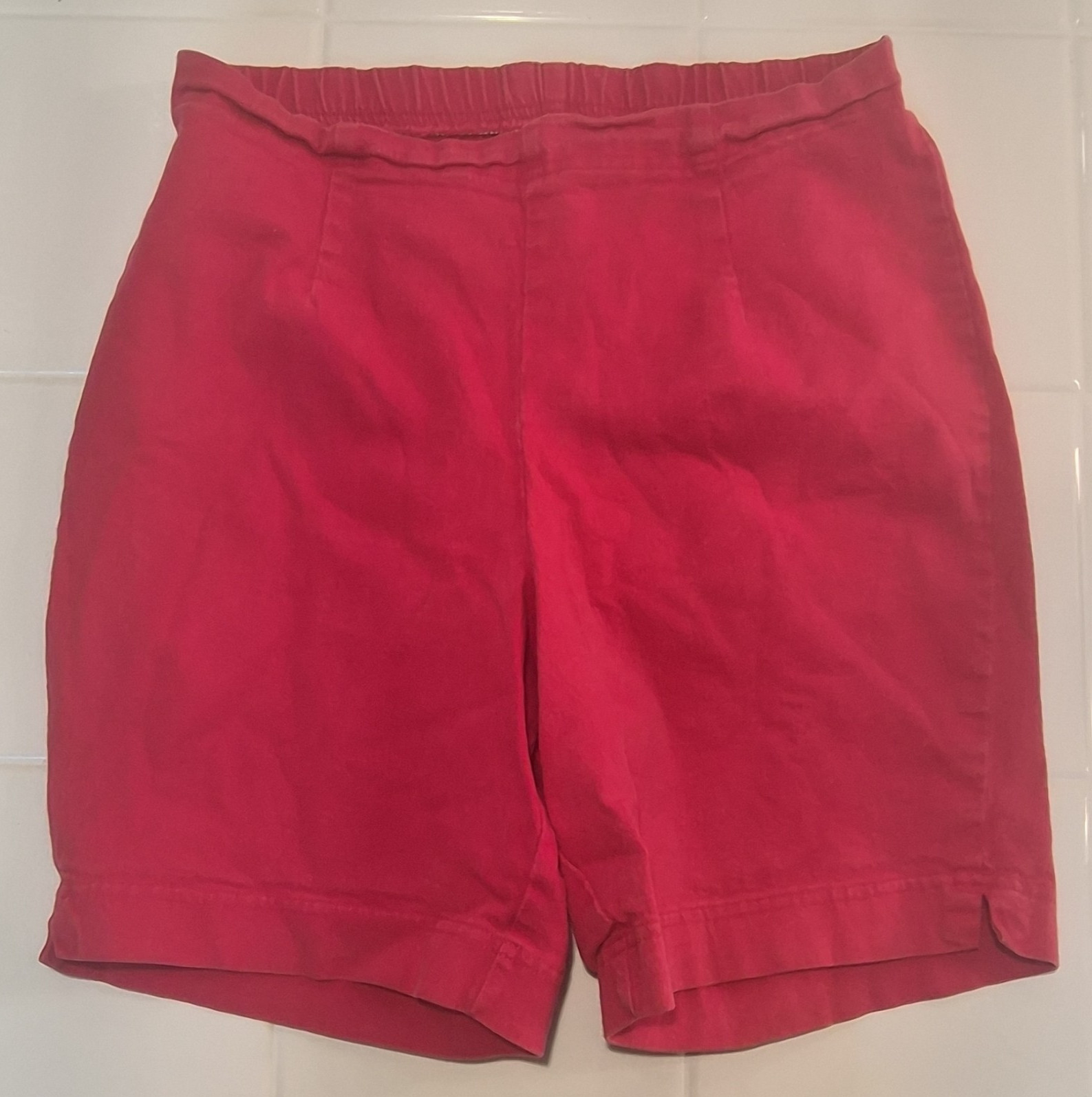 Faded Glory Stretch Women’s Bermuda Shorts Pull-On Elastic Waist Red XL