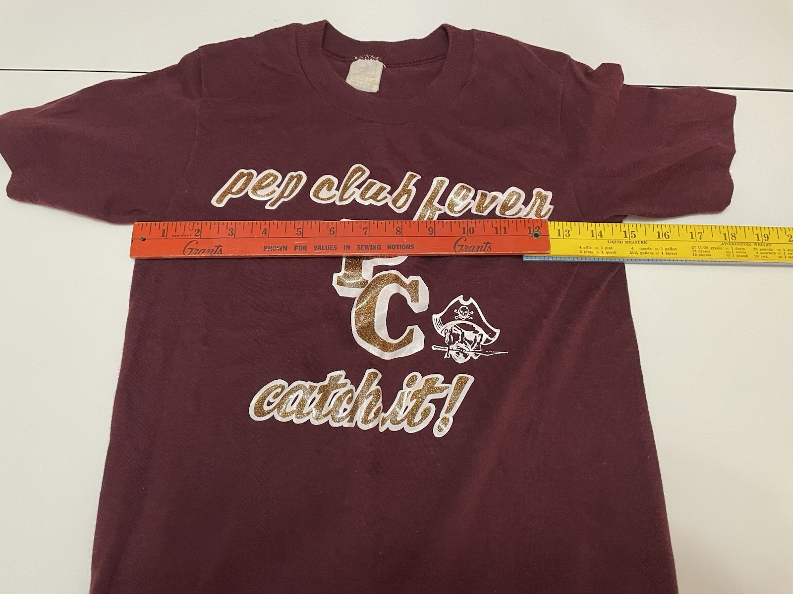 VTG 1970s Pep Club Glitter T Shirt Kentucky Hippie Indie High School sm/xs
