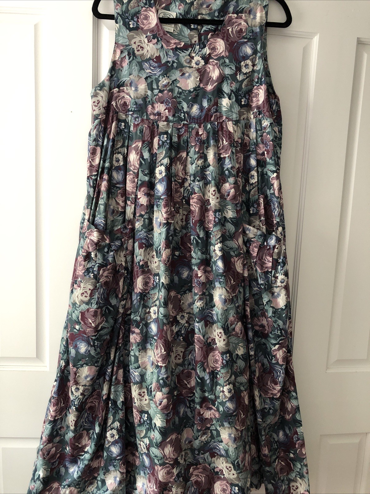 Vintage Laura Ashley 1980’s Floral Cotton Pinafore Midi Dress UK 10