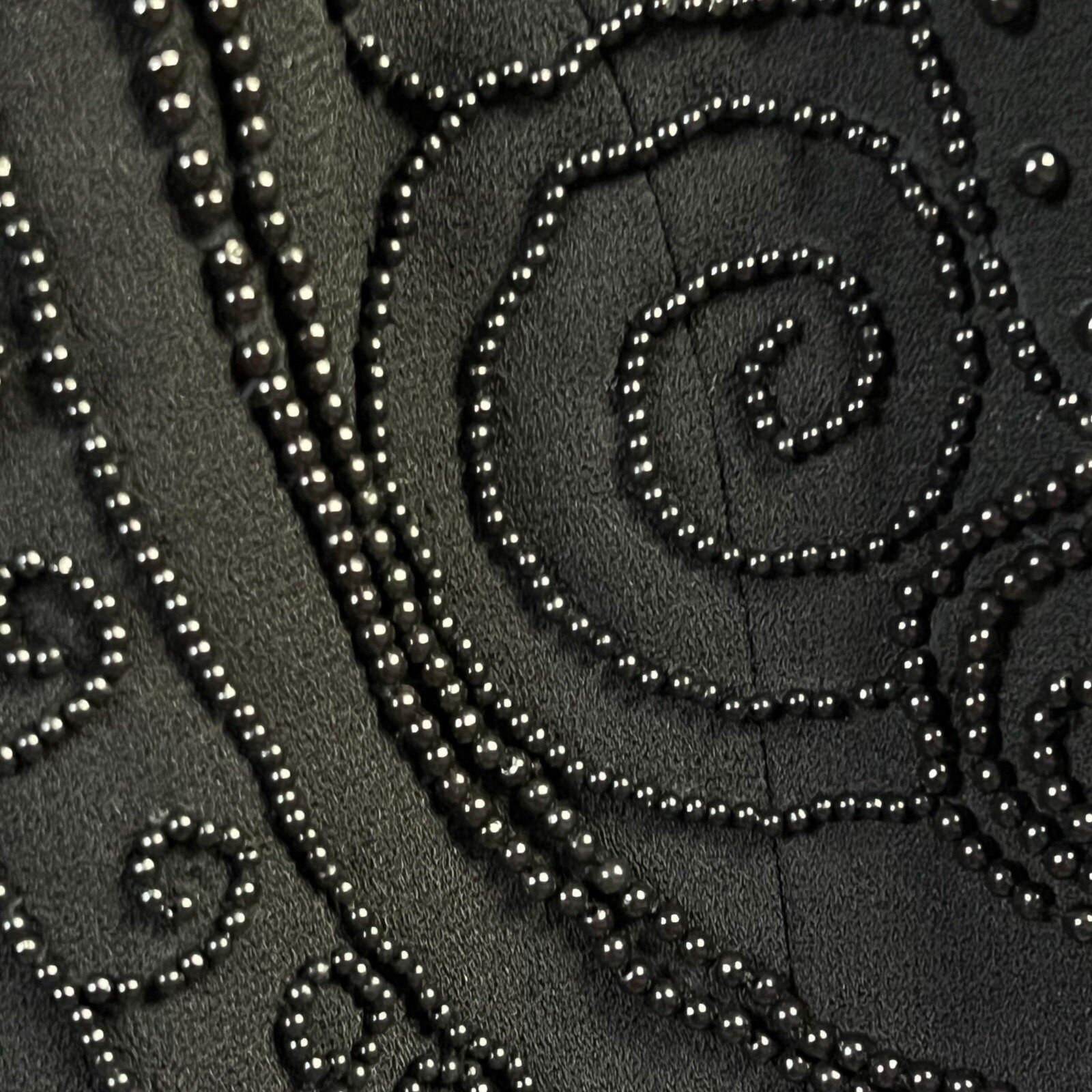 VTG Davinci Jacket 18X Black Beaded Mandarin Collar Swirl Design Dressy Elegant