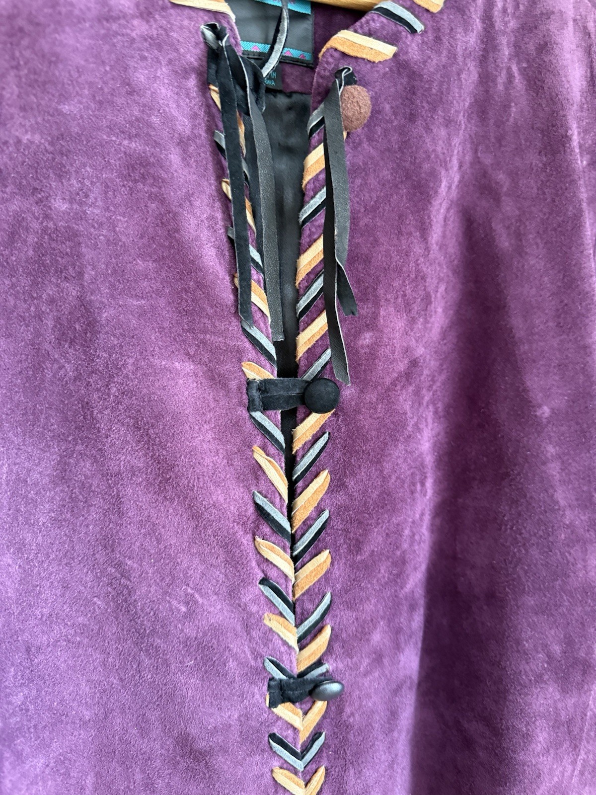 Vtg SFR Santa Fe Recreations Purple Suede Fringe Western Braided One Of A Kind M