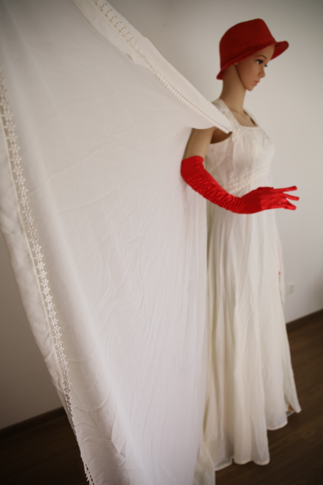 Rare Vintage Bridal Dress 1960’s Maggy Rouff Paris Couture Mod🌿Gown Cape