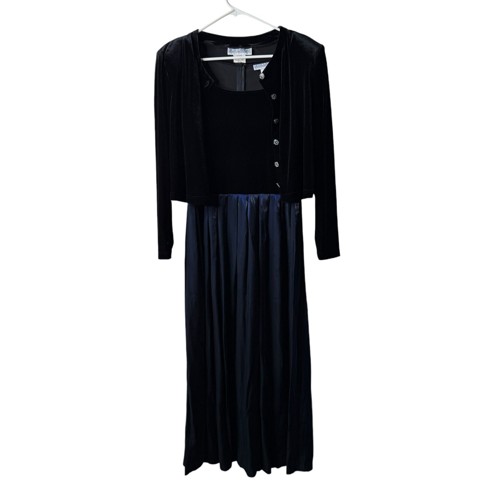 Vintage Jessica Howard Velvet 2 Piece Iridescent Maxi Dress Set 14 Grunge Fairy