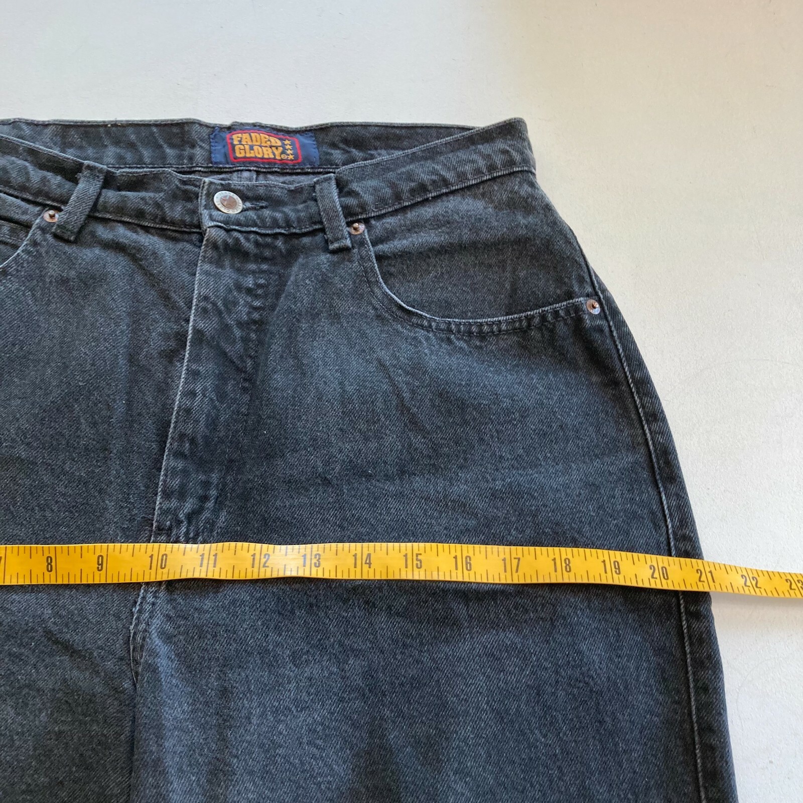 Vintage Mom Jeans Faded Black High Rise Tapered 30×33 Denim Faded Glory Pants