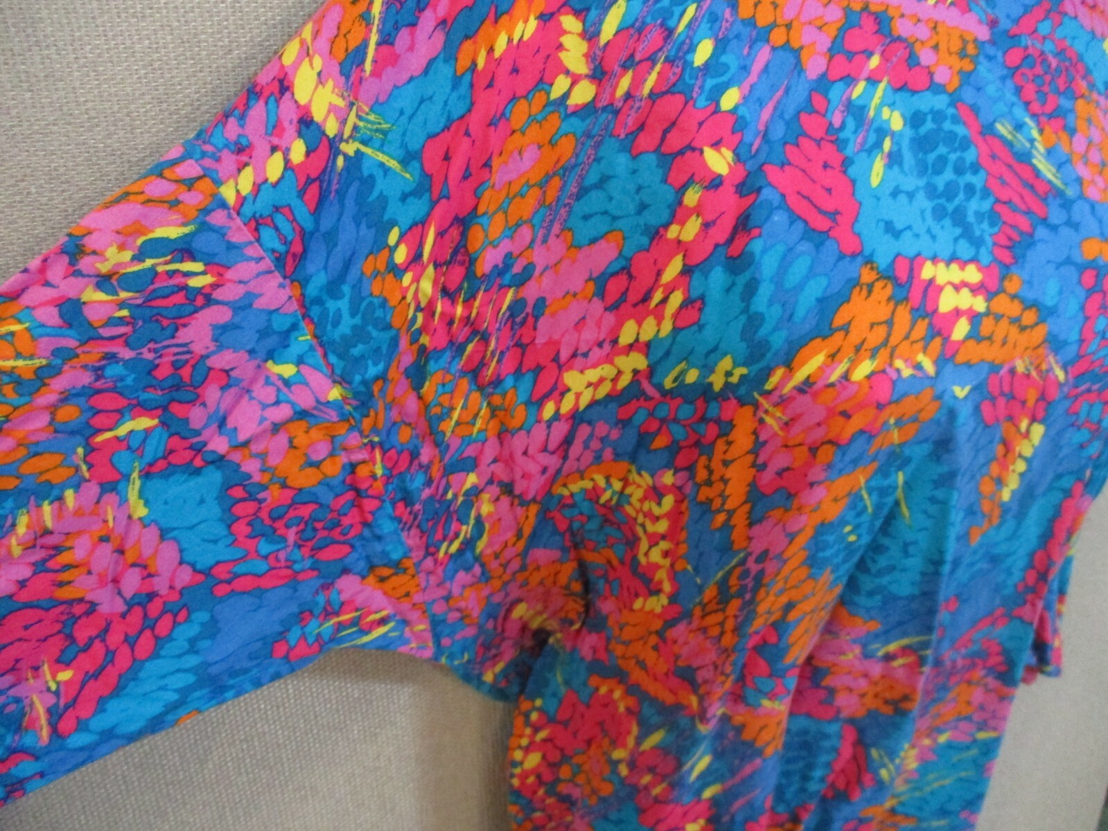 VTG John Meyer Top Size 14 Bright Floral Print Pullover Drop Shoulder USA Made