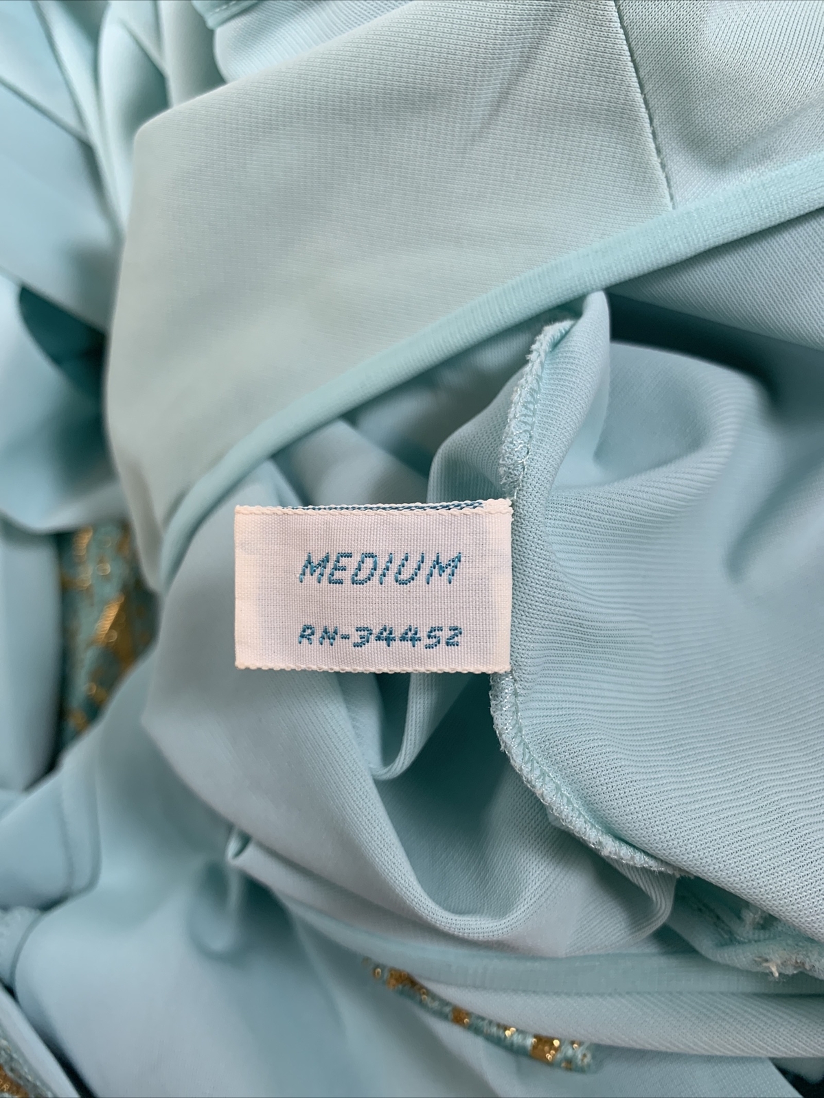 VTG Lorraine Lingerie Set, Light Blue/Gold Filigree Ribbon Edge Size M