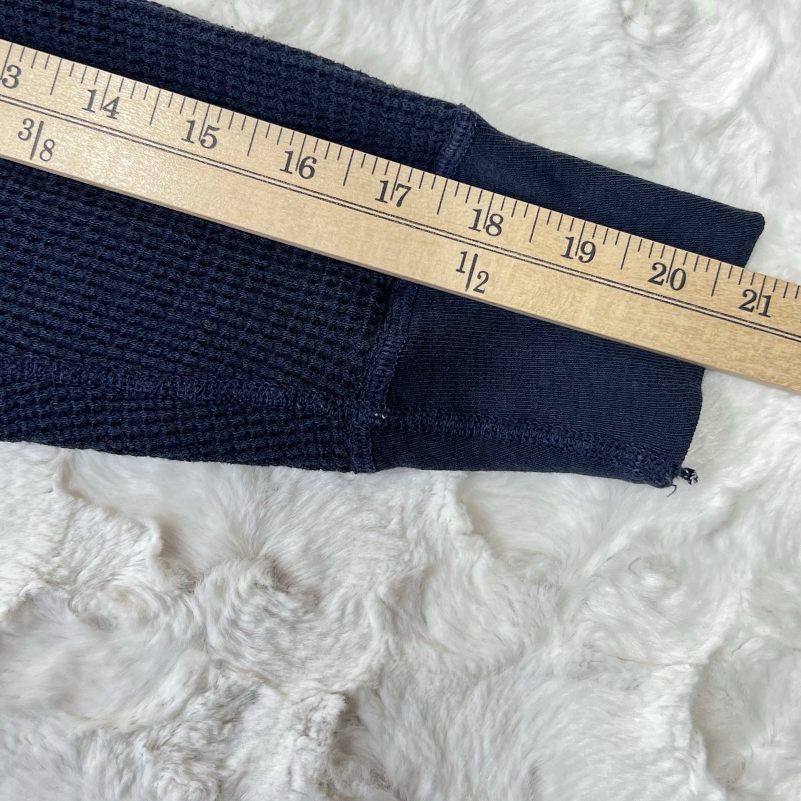 Vintage 70s 80s Gap Waffle Knit Thermal Long Sleeve Shirt L Navy Blue USA Made