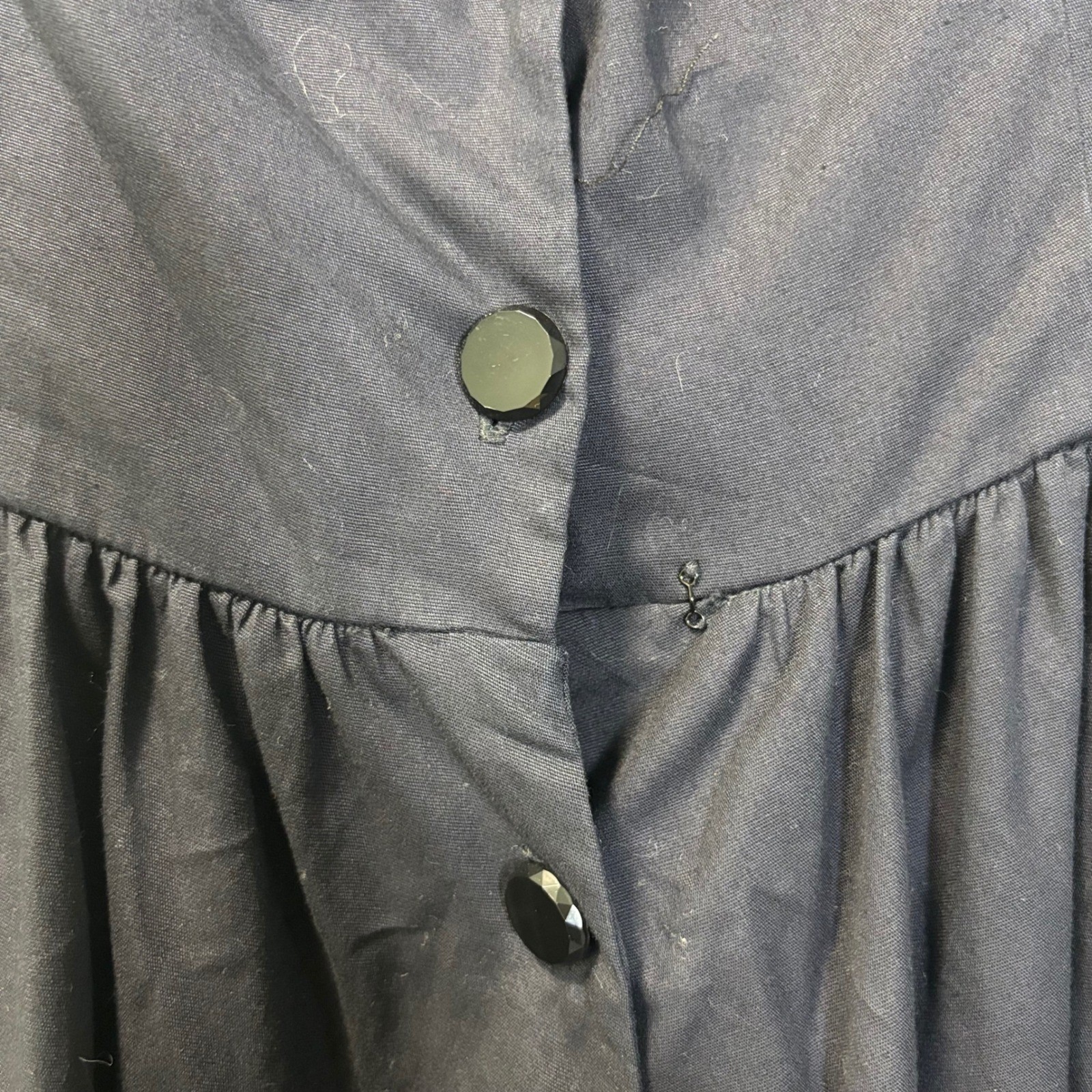 Victor Costa at Home VTG Navy Cotton Maxi Dress Button Front Fit & Flare Medium