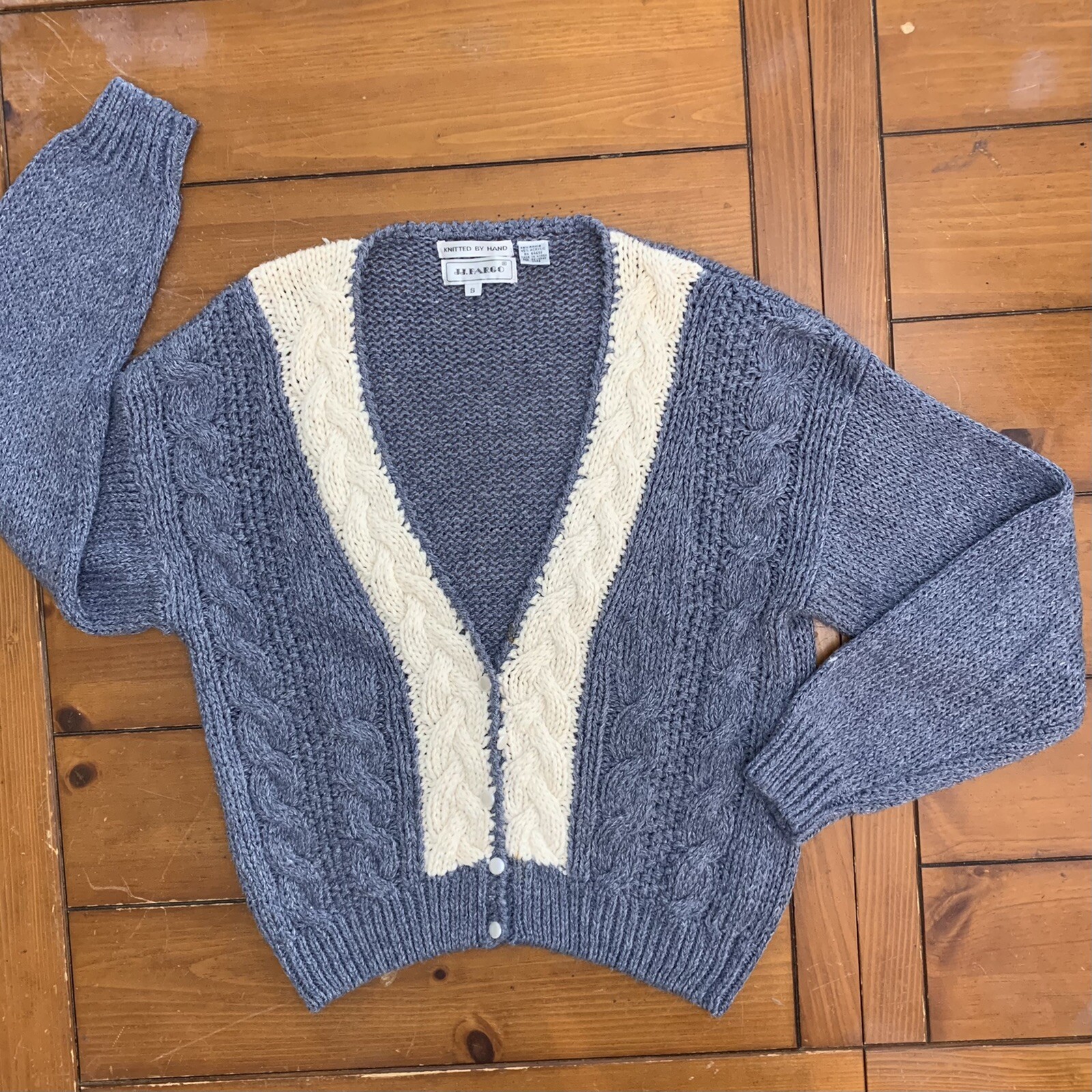 Vintage JJ. Fargo Women Size S Cardigan Hand Cable knit￼ Sweater See Pics Read