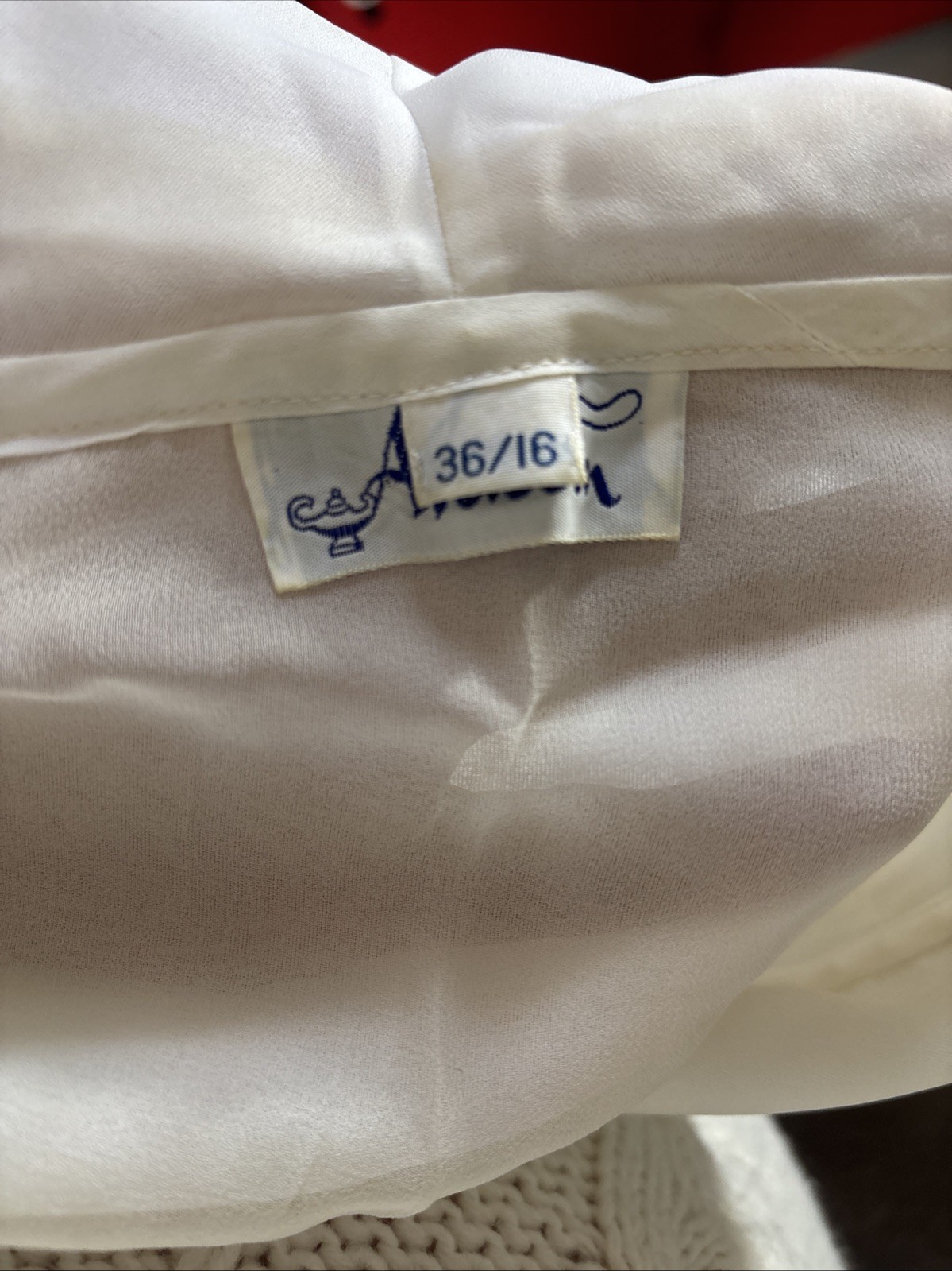 VTG 70s Women’s White Cropped Ruffle Shirt ALADDIN 36/16 Longsleeve Button Sheer