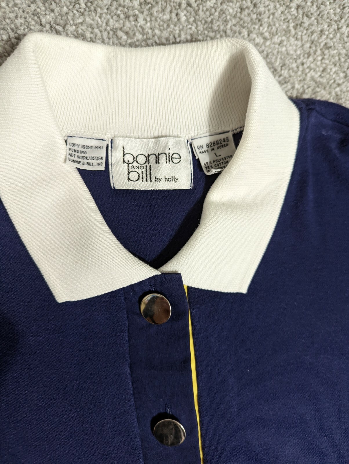 Vintage ’90s Bonnie and Bill by Holly Multicolor Polo Top w/ Metal Buttons L