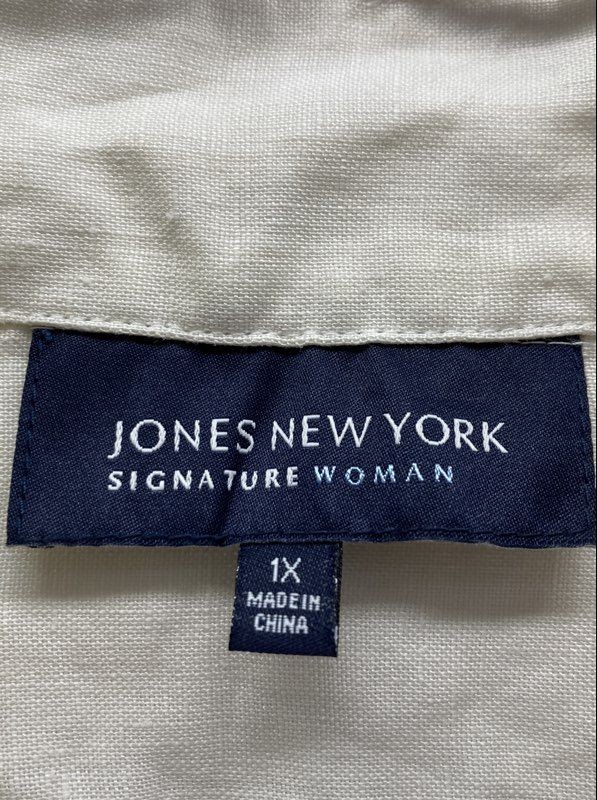 Jones New York Signature Women’s White 100% Linen Safari Utility Jacket NWT 1X