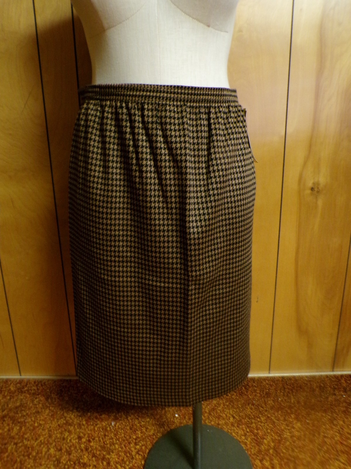 Vintage Cappuccino by Cape Cod Brown Black Herringbone Skirt Waist 38-46″ XL NWT