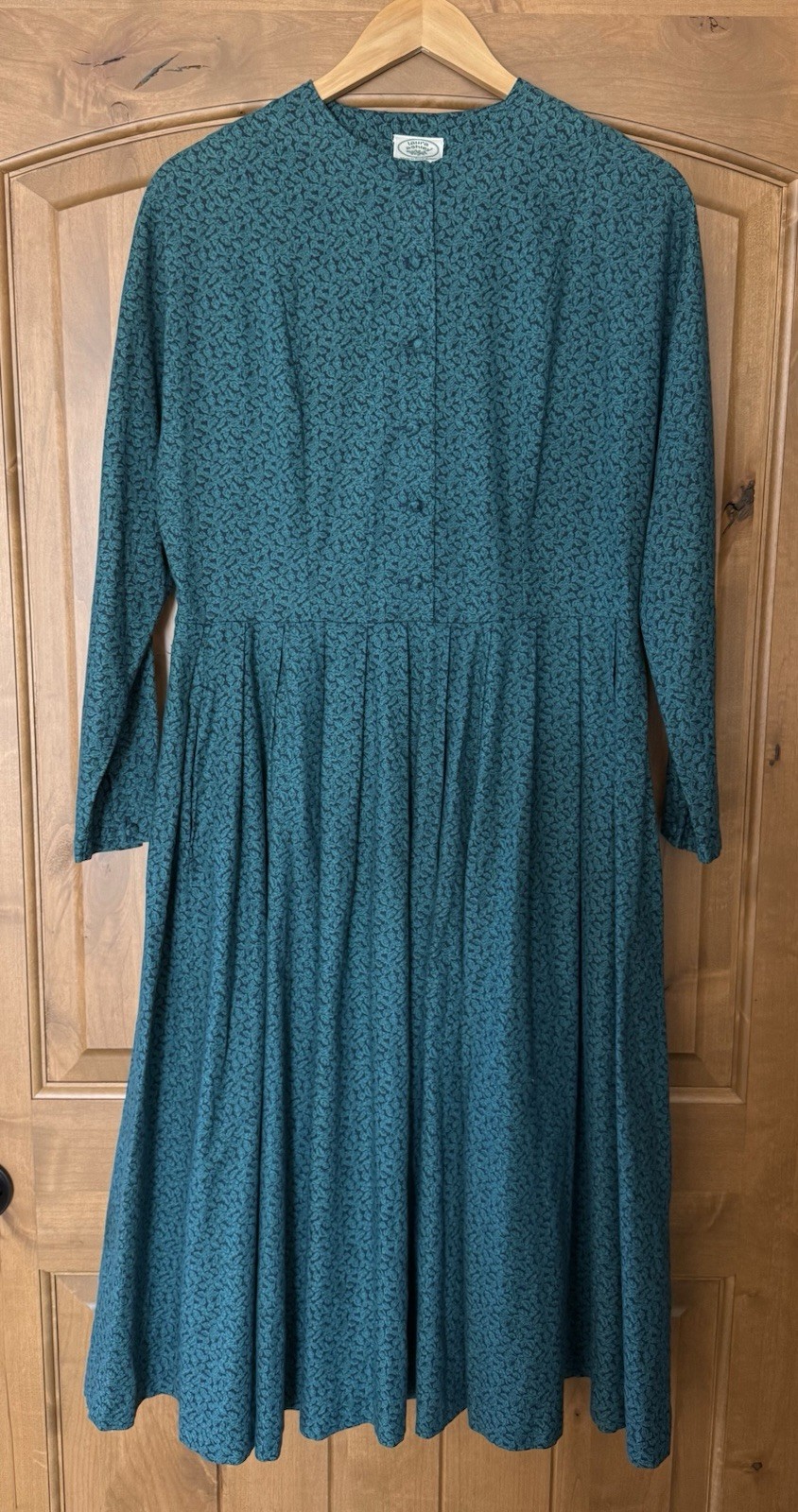 Vintage Laura Ashley Floral Vine Midi Dress 12 Green Blue Cottagecore Prairie