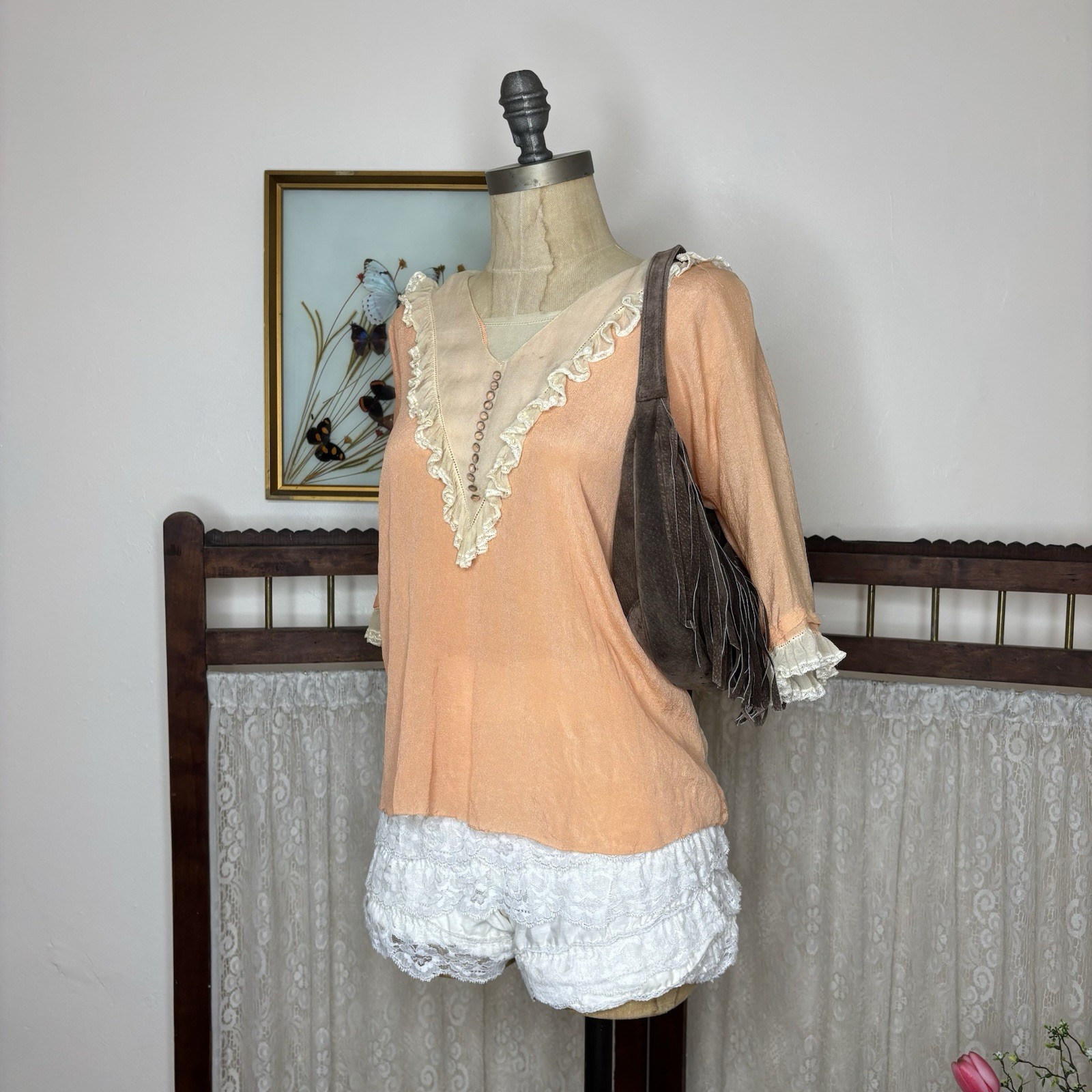 Antique 1910s Edwardian Silk Blouse Women’s Size 36