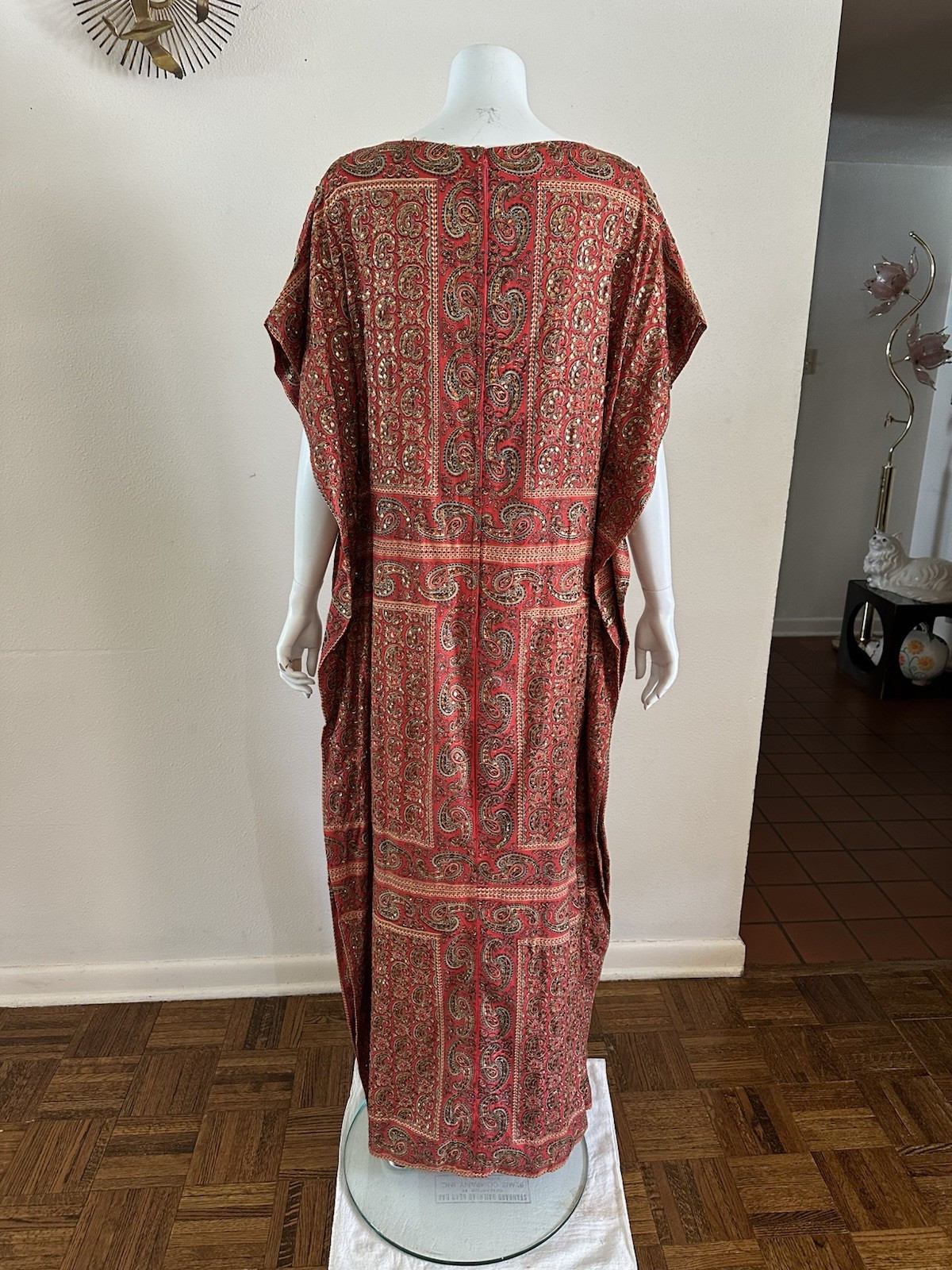 1960s Tipicano Sequined Caftan Hostess Dress Maxi Tunic Resort Sparkle 70s VTG