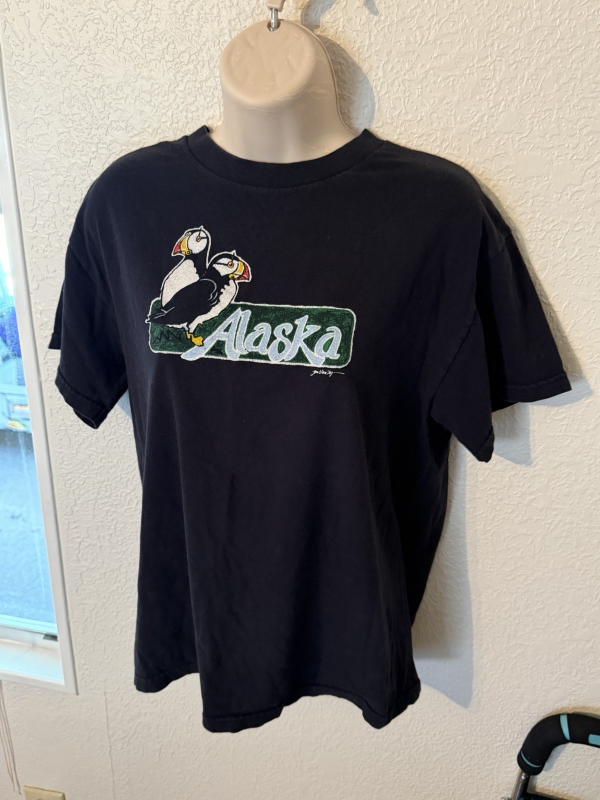 Vintage 90s Alaska Puffin T Shirt Womens Unisex M Delta Pro Weight Jon Van Zyle