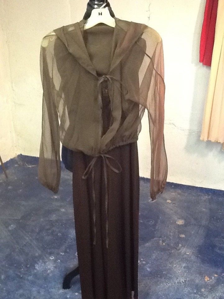 Vintage Kasper for Joan Leslie Palazzo Pants Jumpsuit, Sequin and Sheer Tops Bro