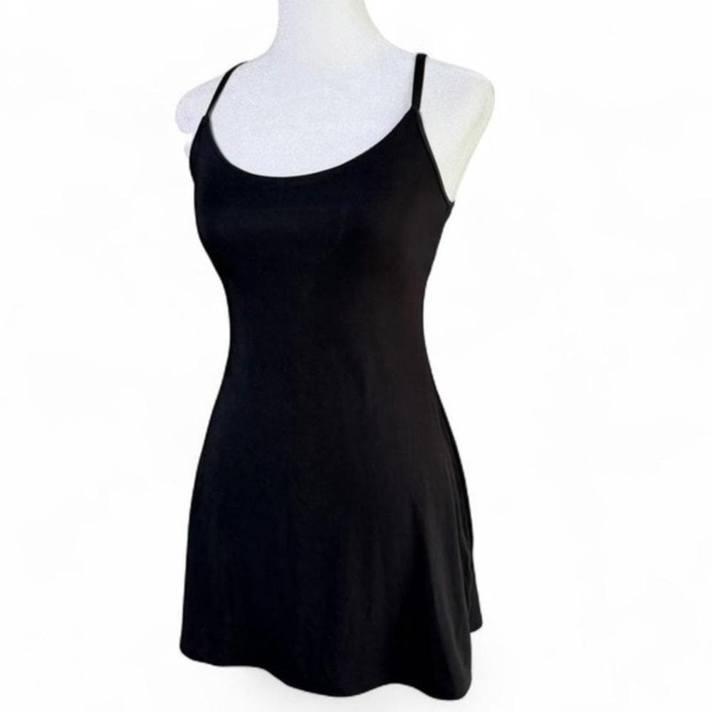 Vintage y2k Victoria’s Secret Black Mini Slip Dress Nylon Spandex Slinky Small
