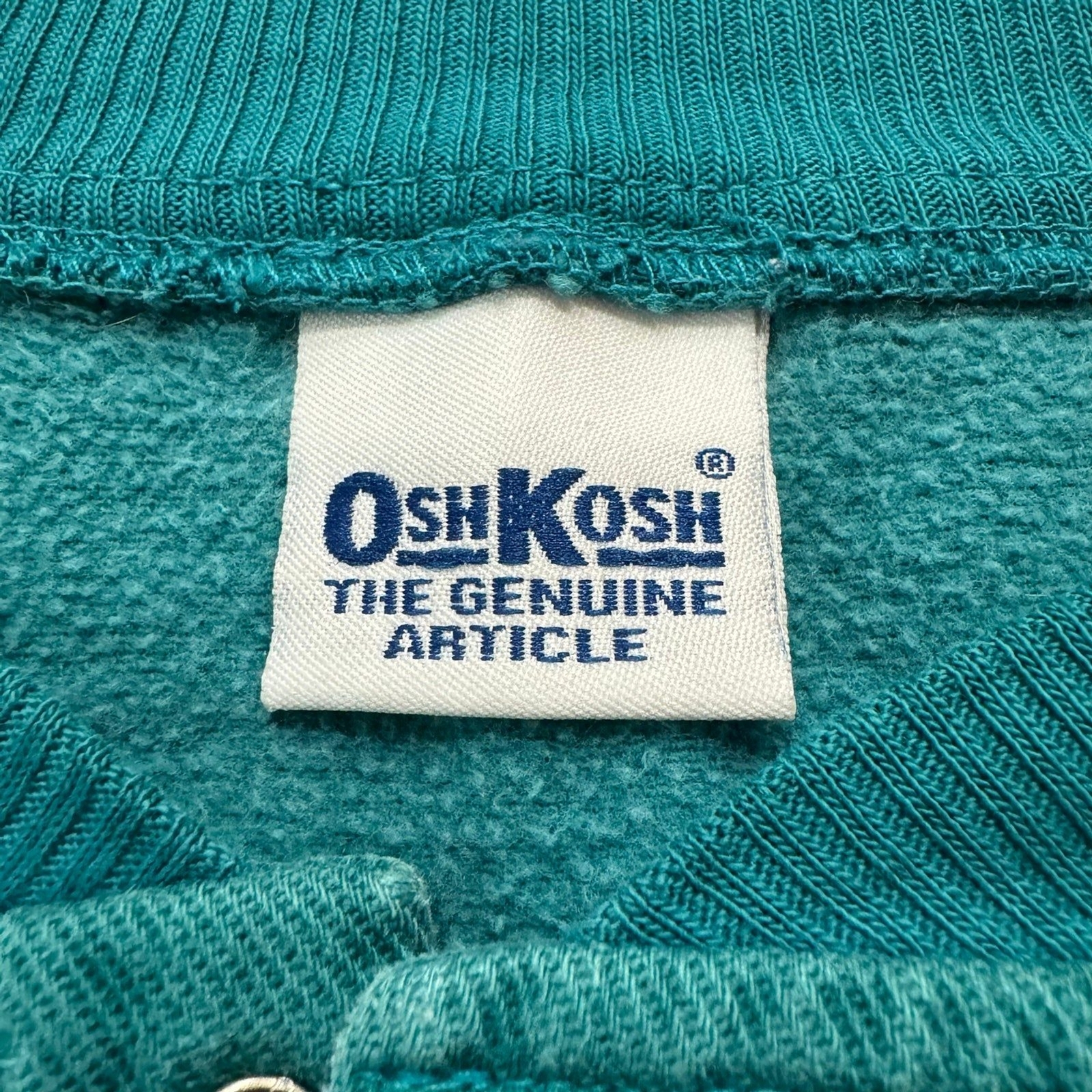 Vintage 90s Osh Kosh Quarter Snap Pullover Sweatshirt Teal Size XL Retro