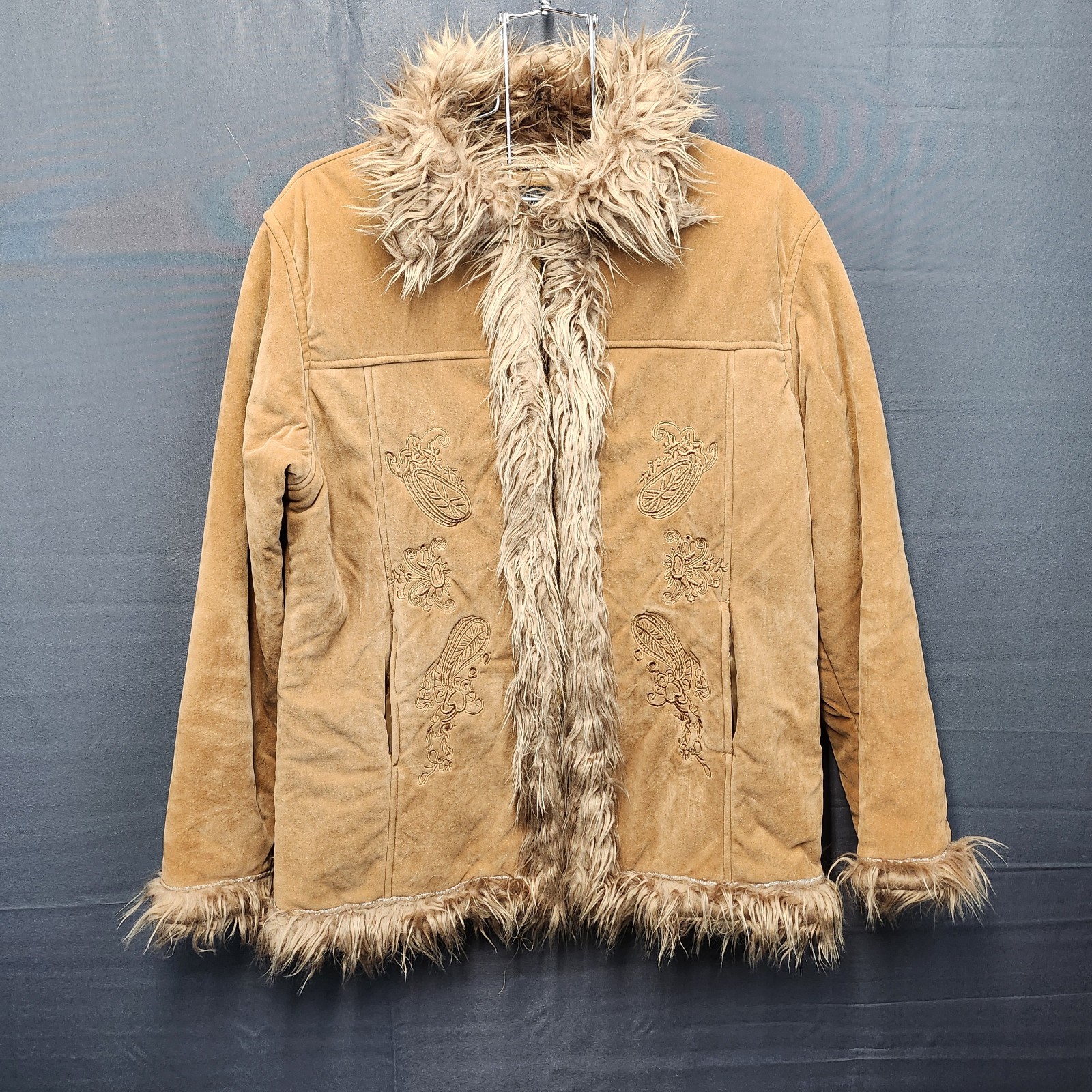 Y2K Vintage Suede Oscar Sports Coat Women’s Faux Fur Boho Hippie XXL