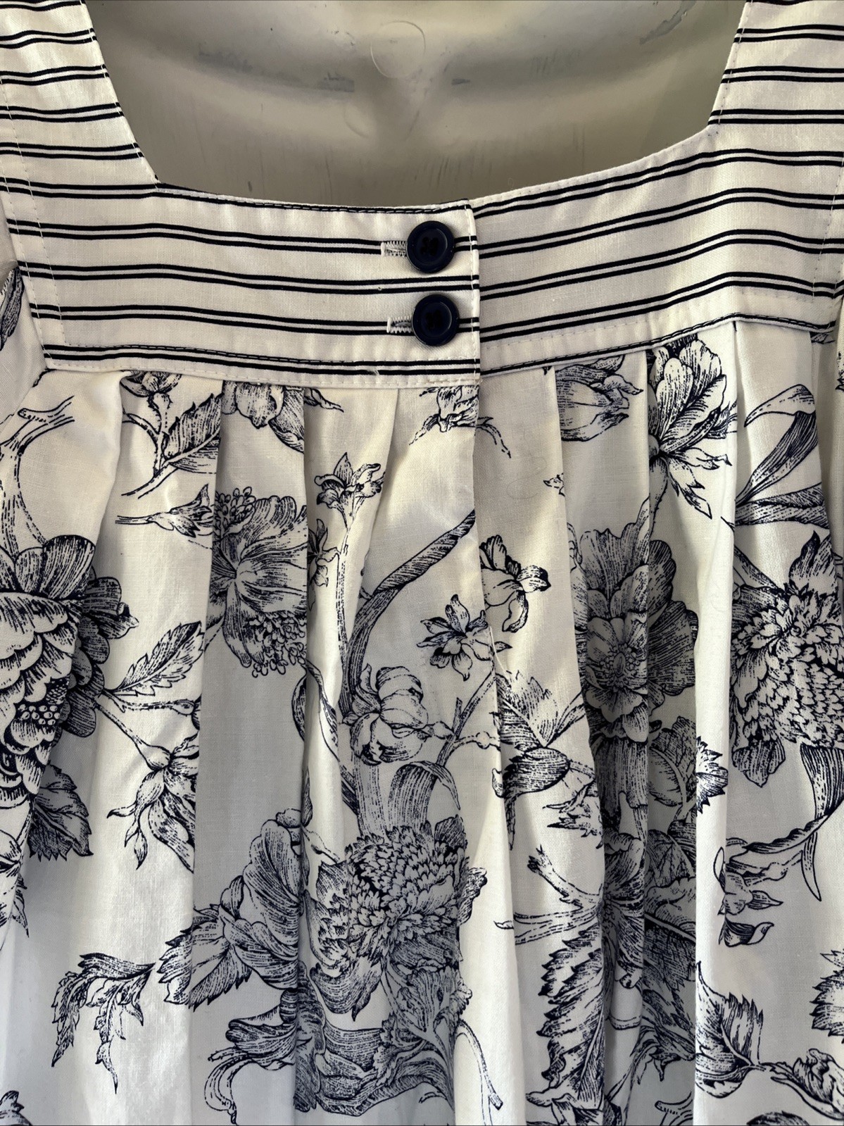 Ruth Norman 80’s Maxi Dress Blue & White Floral Loose flowy Size M To XL Slip On
