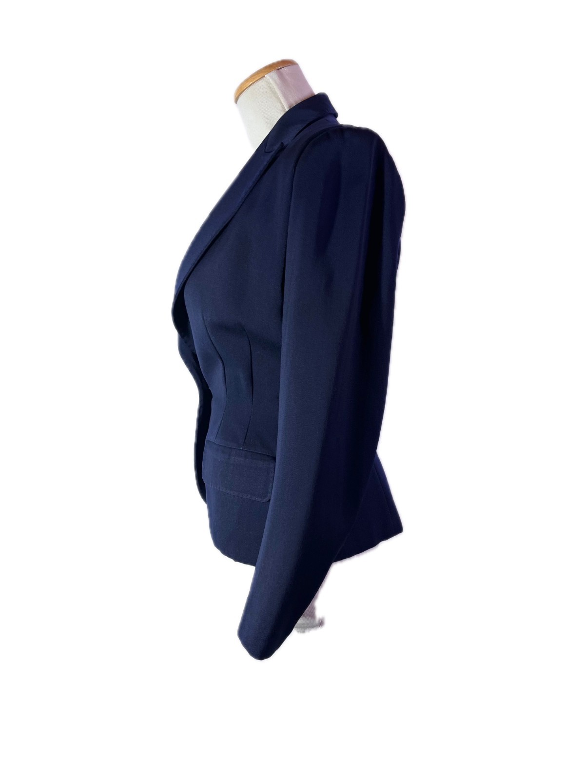 Vintage 1960s Fitted Navy Blue Blazer Jacket Shoulder Pads