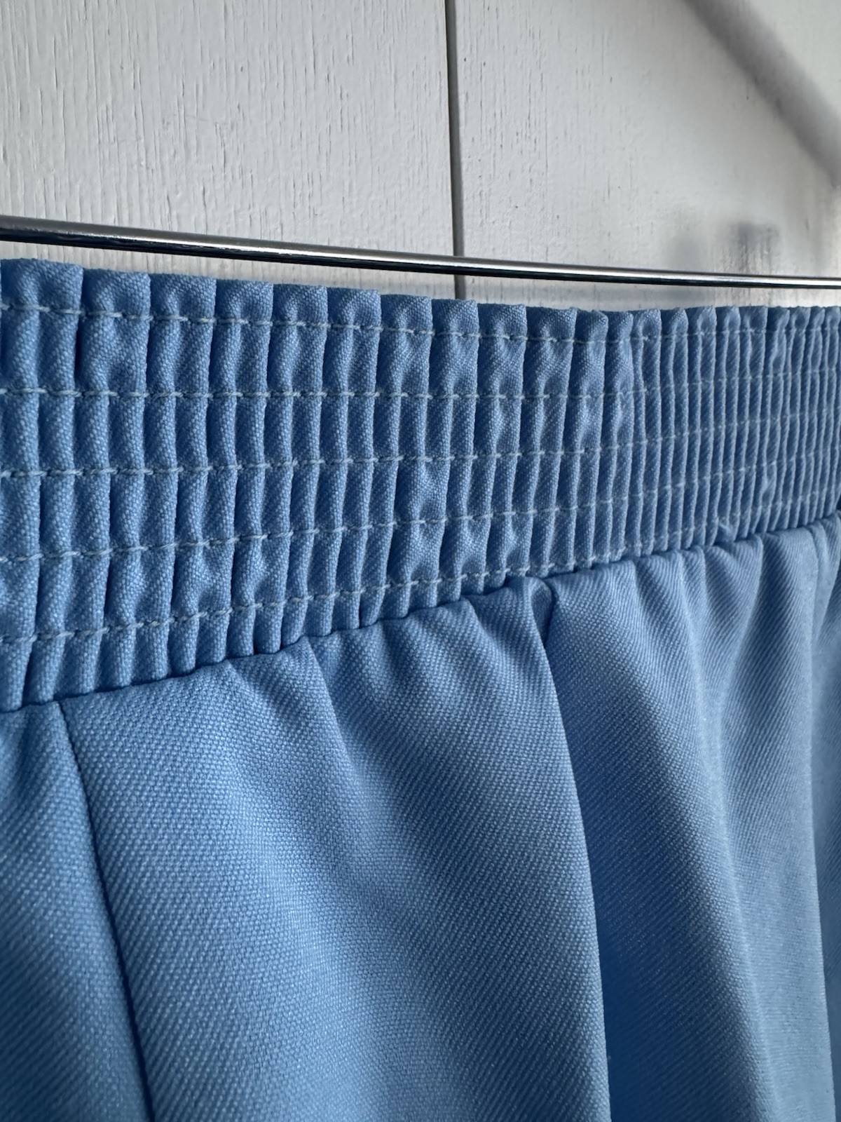 Vintage 1970’s Baby Blue Polyester Pants Flat Front Wide Leg High Rise