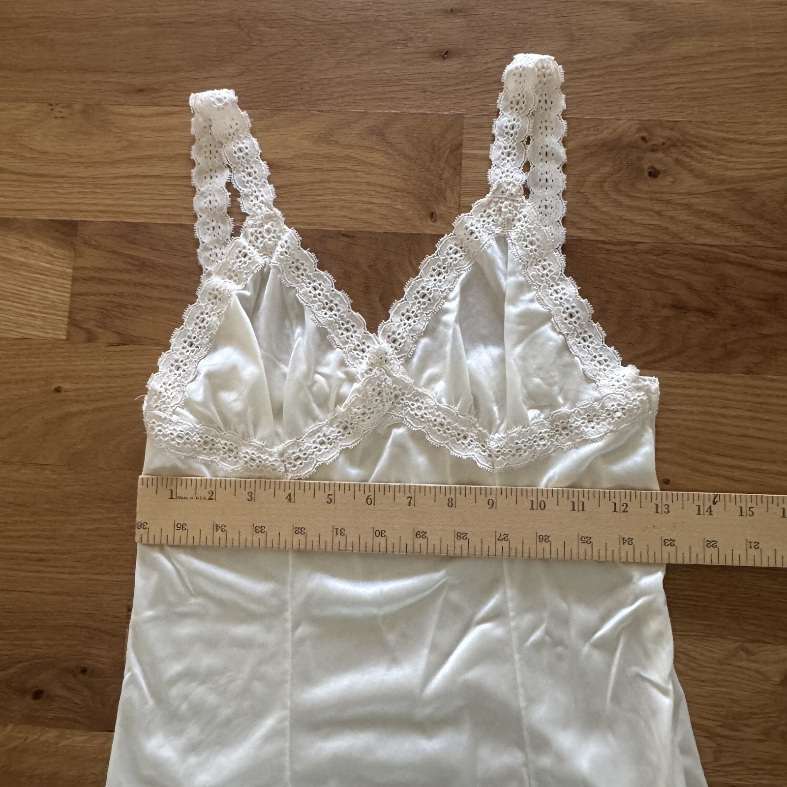 Vintage Greenco Maid Camisole Ivory Lace Trim Lingerie Top Size Medium (J1)