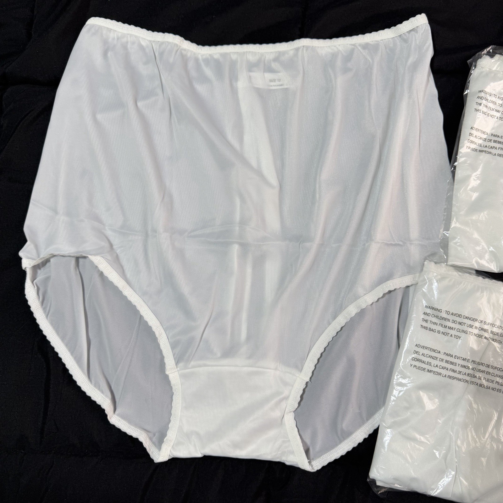 3 Pair Vintage Bali 23465 White Nylon Satin Full Cut Brief Panties Size 13 NEW