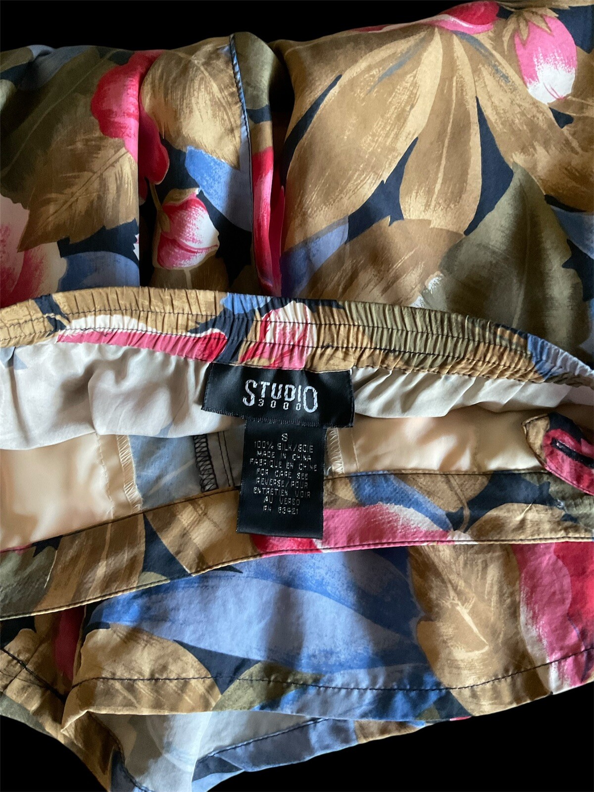 Women’s VTG 80’s Culottes Skort 100% Silk Tropical Size S
