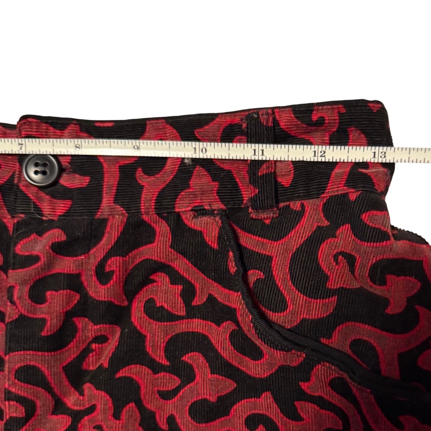 In-Wear Kirsten Teisner Vintage Red Black Corduroy Pencil Skirt 10 goth punk 27″