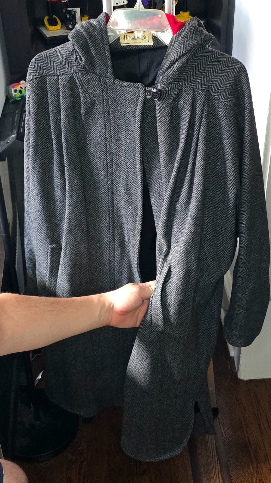 Vintage Women’s Gray Wool Coat – Herman Kay – Size L – ILGWU Union Made – 1980s