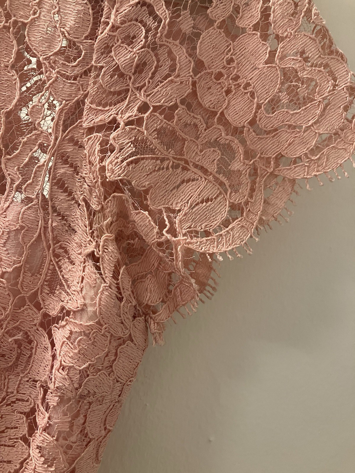 Mary Jo Bruno Vintage Pink Floral Lace Cap Sleeve Sheath Dress Sz M AS IS