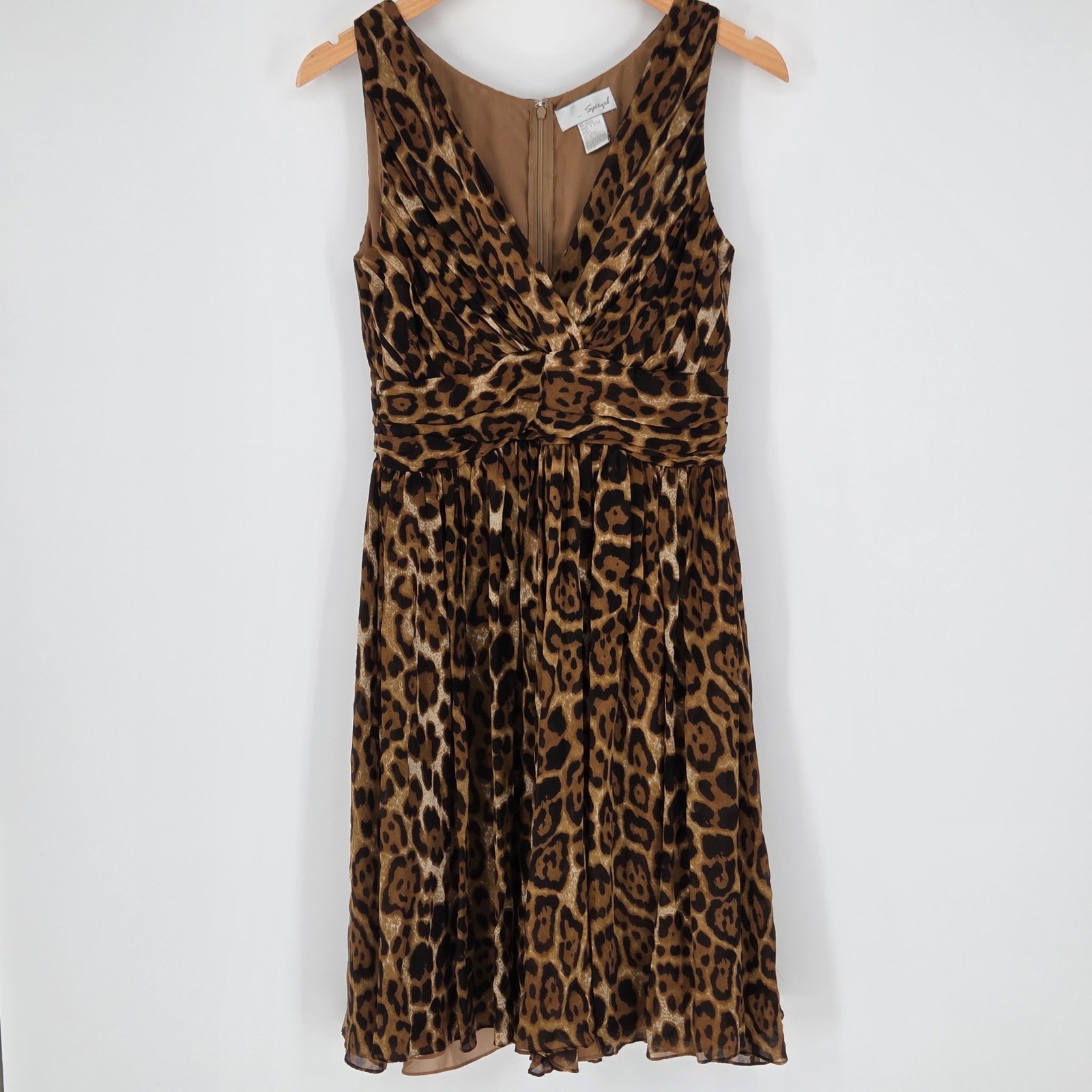 Vintage Spiegel 100%Silk Leopard Print Cocktail Dress Mob-wife Lolita Siren Sz10