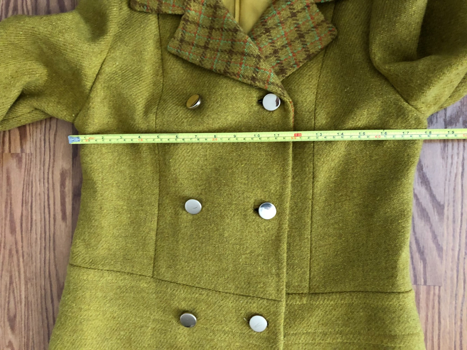 Vintage 1960s Women’s Wool Plaid Coat & Matching A-Line Dress see measurements