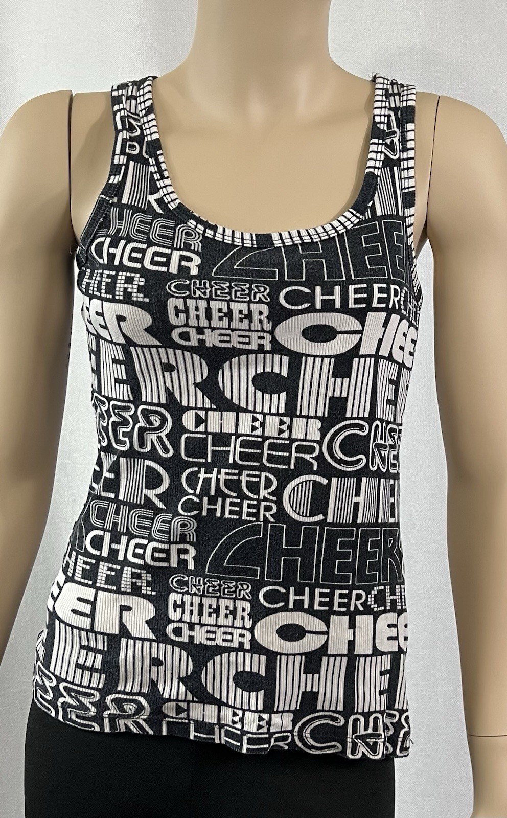 Vintage Women’s Varsity Spirit Fashions Black/White CHEERS Tank Top Size S
