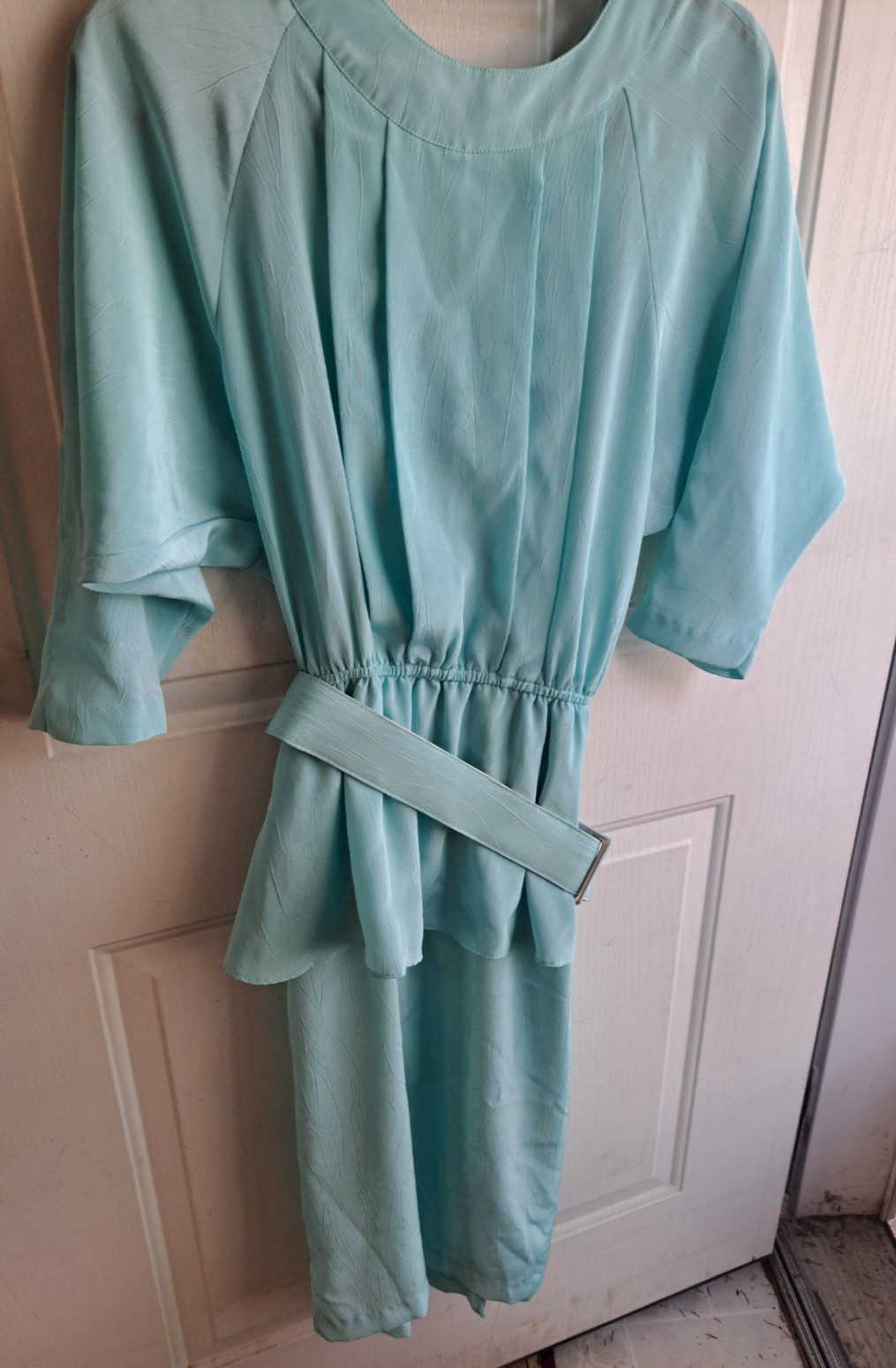 80s Vintage Dress Pellini Petites by Von Branlett Silky Poly Solid Office 7/8 P