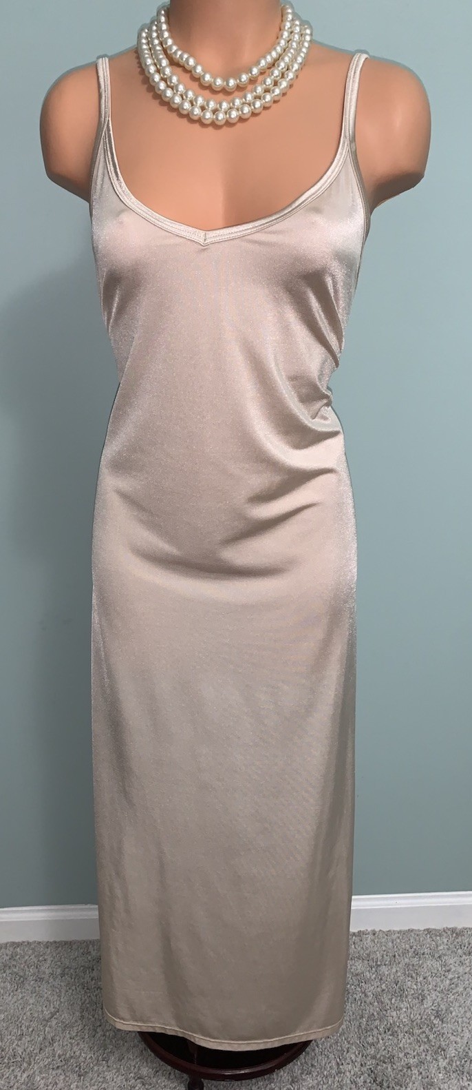 Vtg SHINY SOFT Nylon & Spandex Long Vanity Fair Full Slip Nightgown XL 1X
