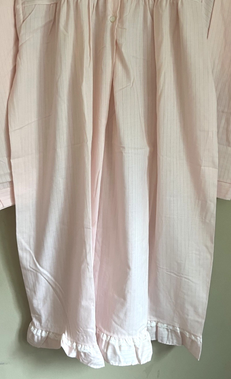 Vintage Katz Nightgown Gown Cotton Blend Embroidered Lace Long Sleeve XL 16 18