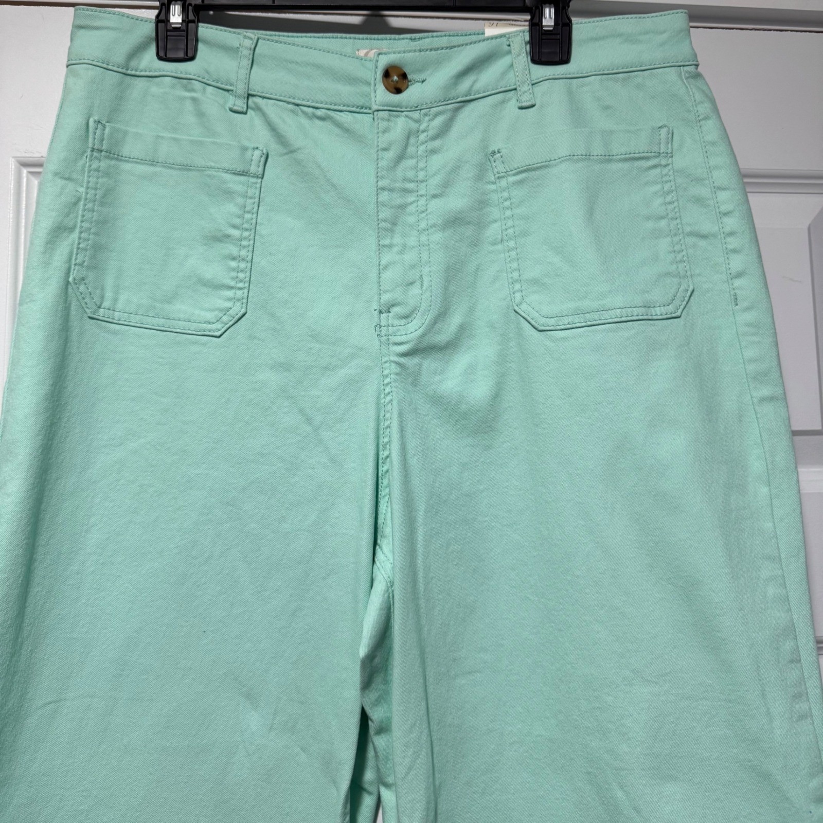 Cato EST. 1946 Denim Super Hi-Rise Wide Leg Crop Pants Mint Green Size 16 NWT