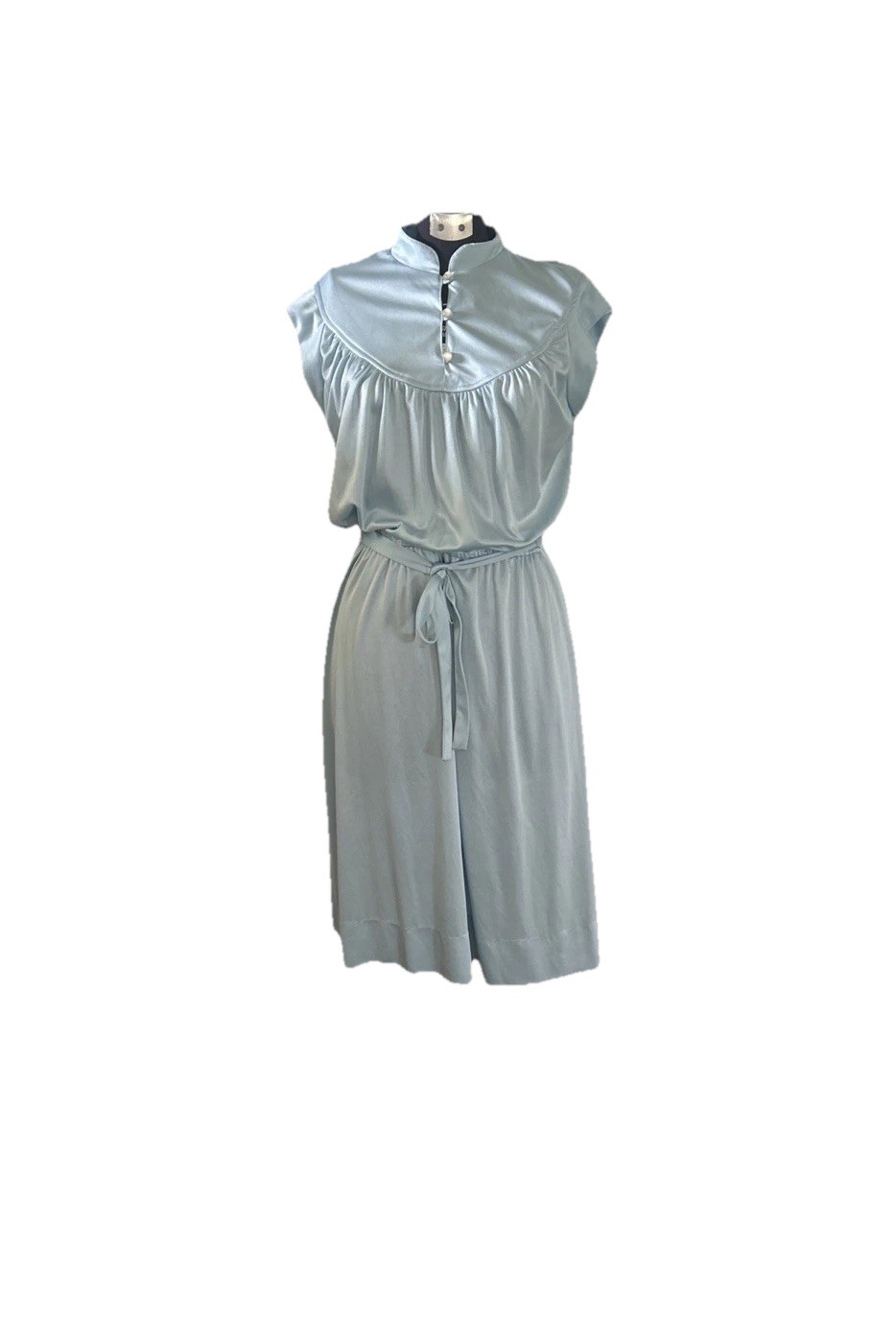 Vintage 1970’s Sears The Fashion Place Silky Baby Blue Disco Dress Vtg. Size 12