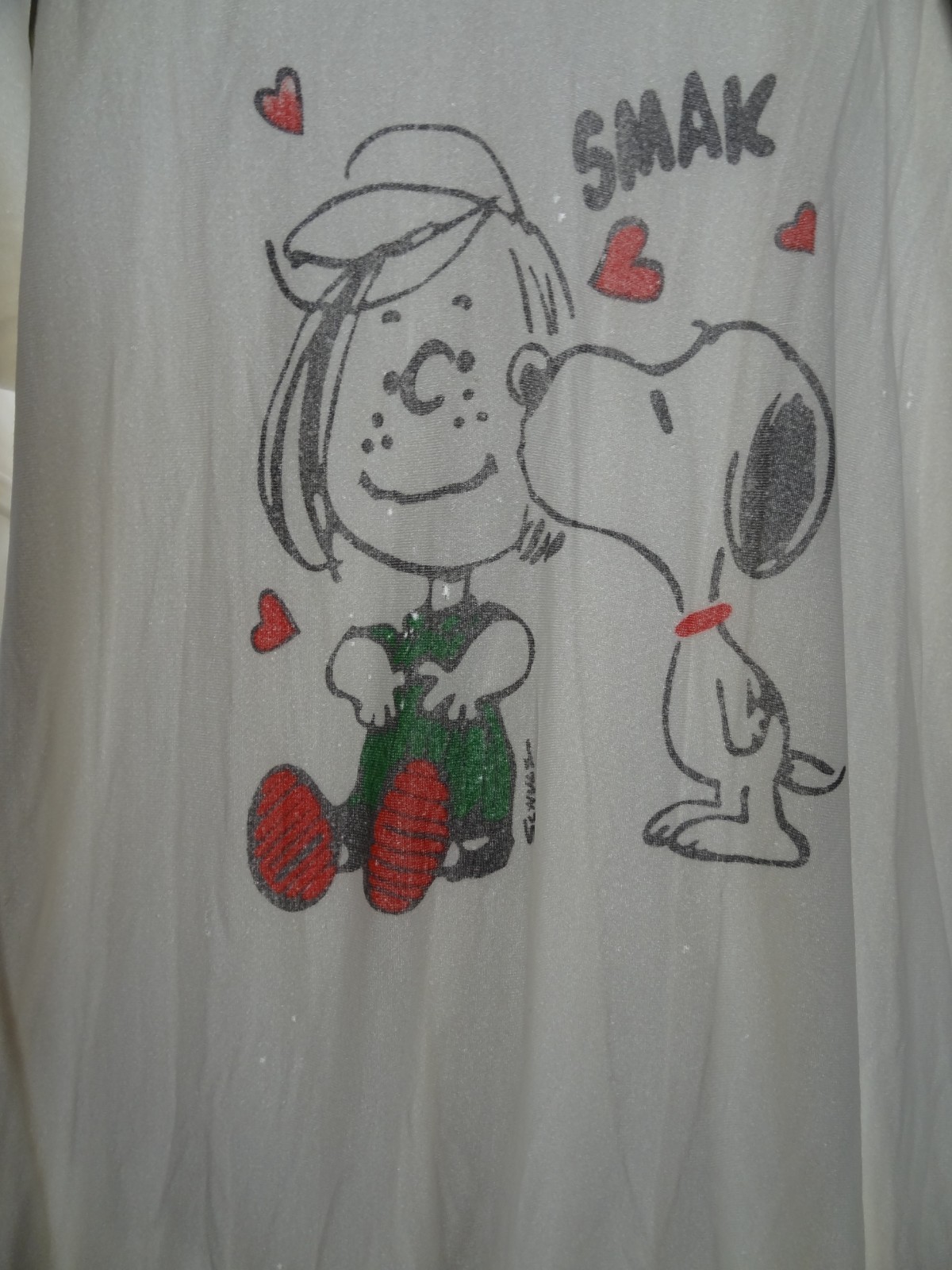 Sears 38-40 VTG Nightgown Night Shirt Snoopy Peppermint Patty Thin 60s 70s 72101